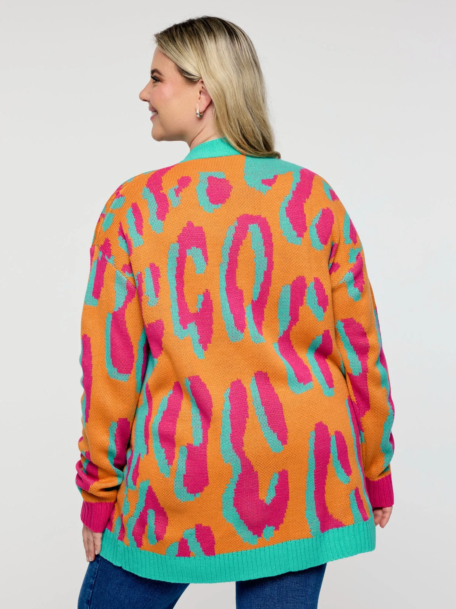 Colorful Leopard Button Pockets Knit Cardigan sold by Bloomchic product image thumbnail 4