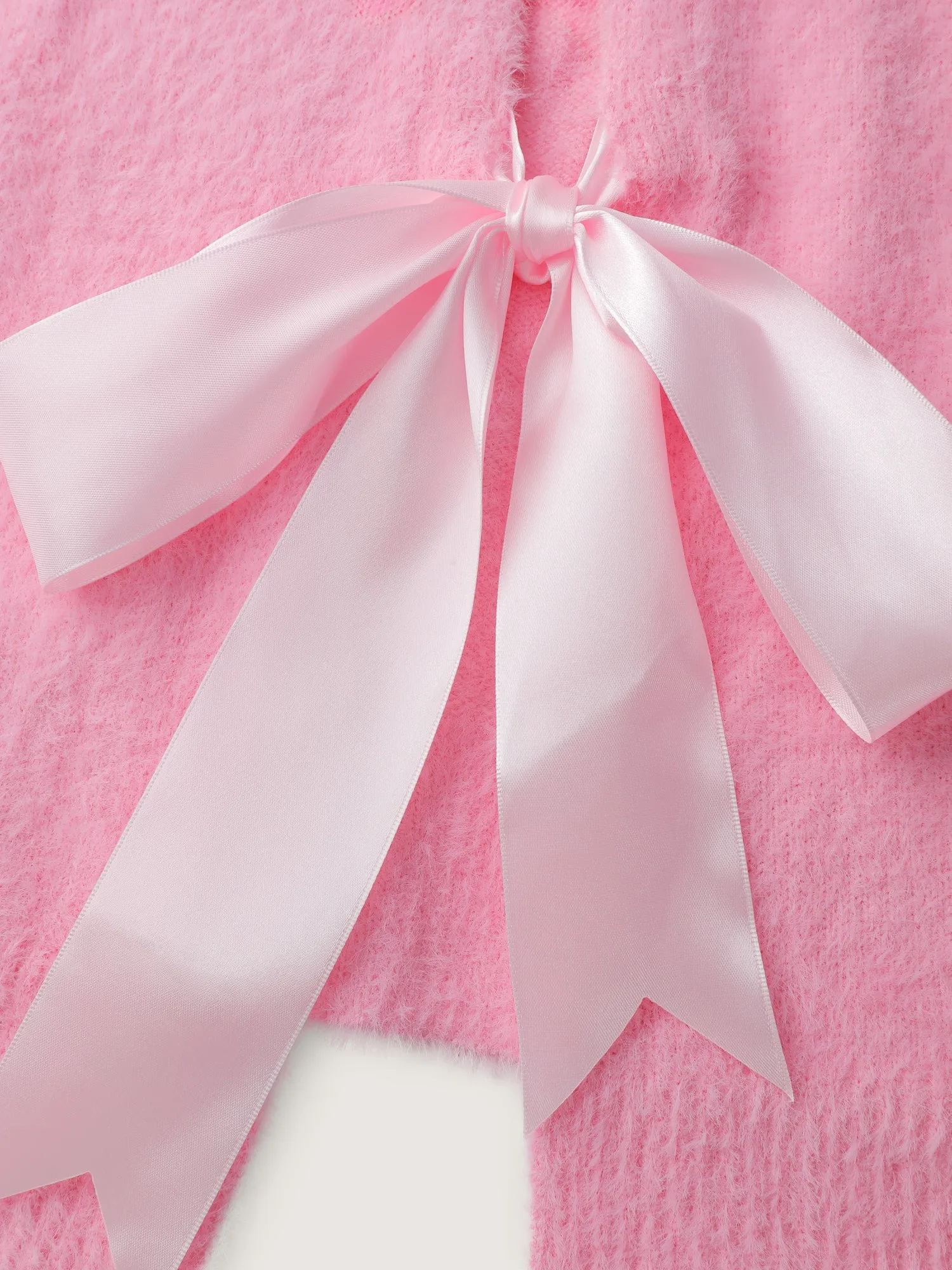 Fluffy Ribbon Bowtie Knit Cardigan sold by Bloomchic product image thumbnail 5