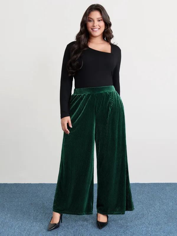 Textured Wide-Leg Flowy Pants made by Bloomchic