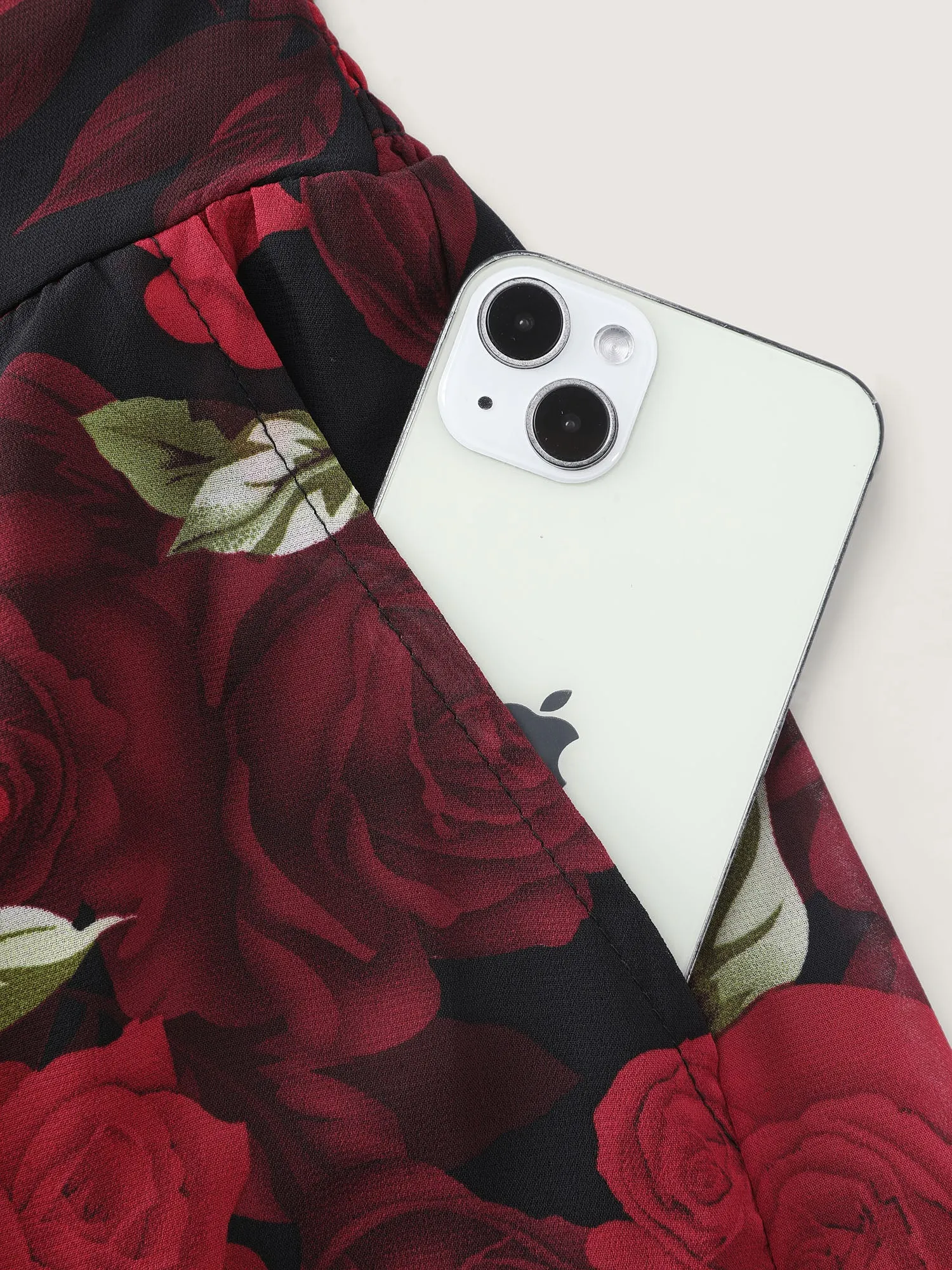 Large Flower Print Wide Waistband Midi Skirt sold by Bloomchic product image thumbnail 5