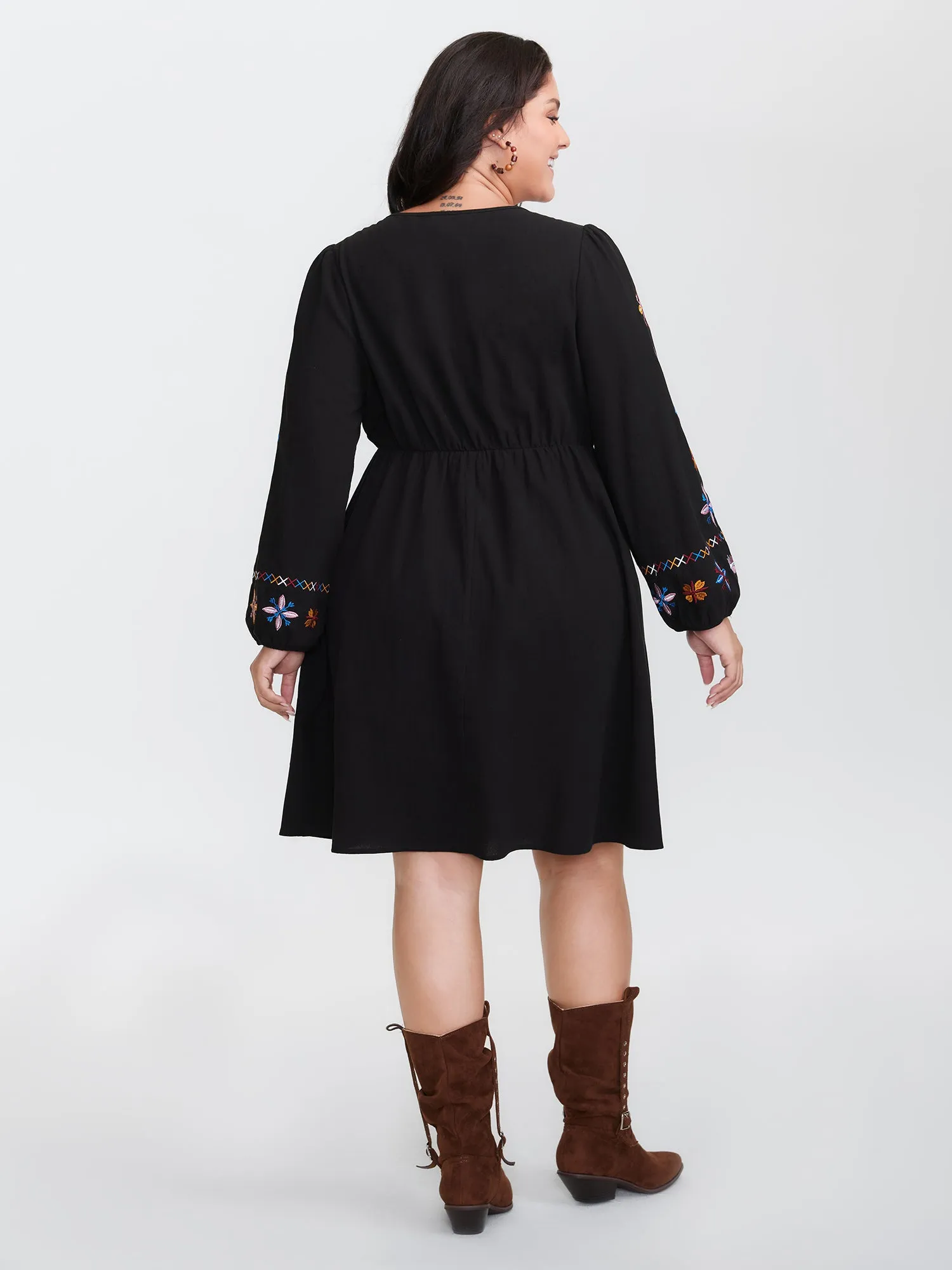 Cotton Embroidered High-Waist Midi Dress sold by Bloomchic product image thumbnail 4