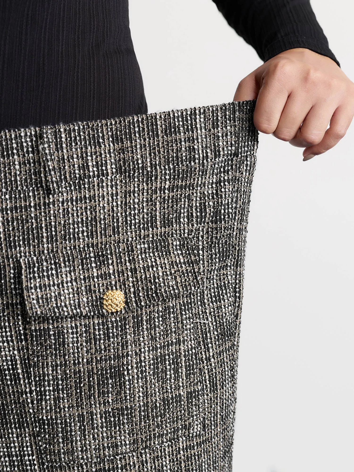 Tweed Pockets Wide Waistband Pants sold by Bloomchic product image thumbnail 3