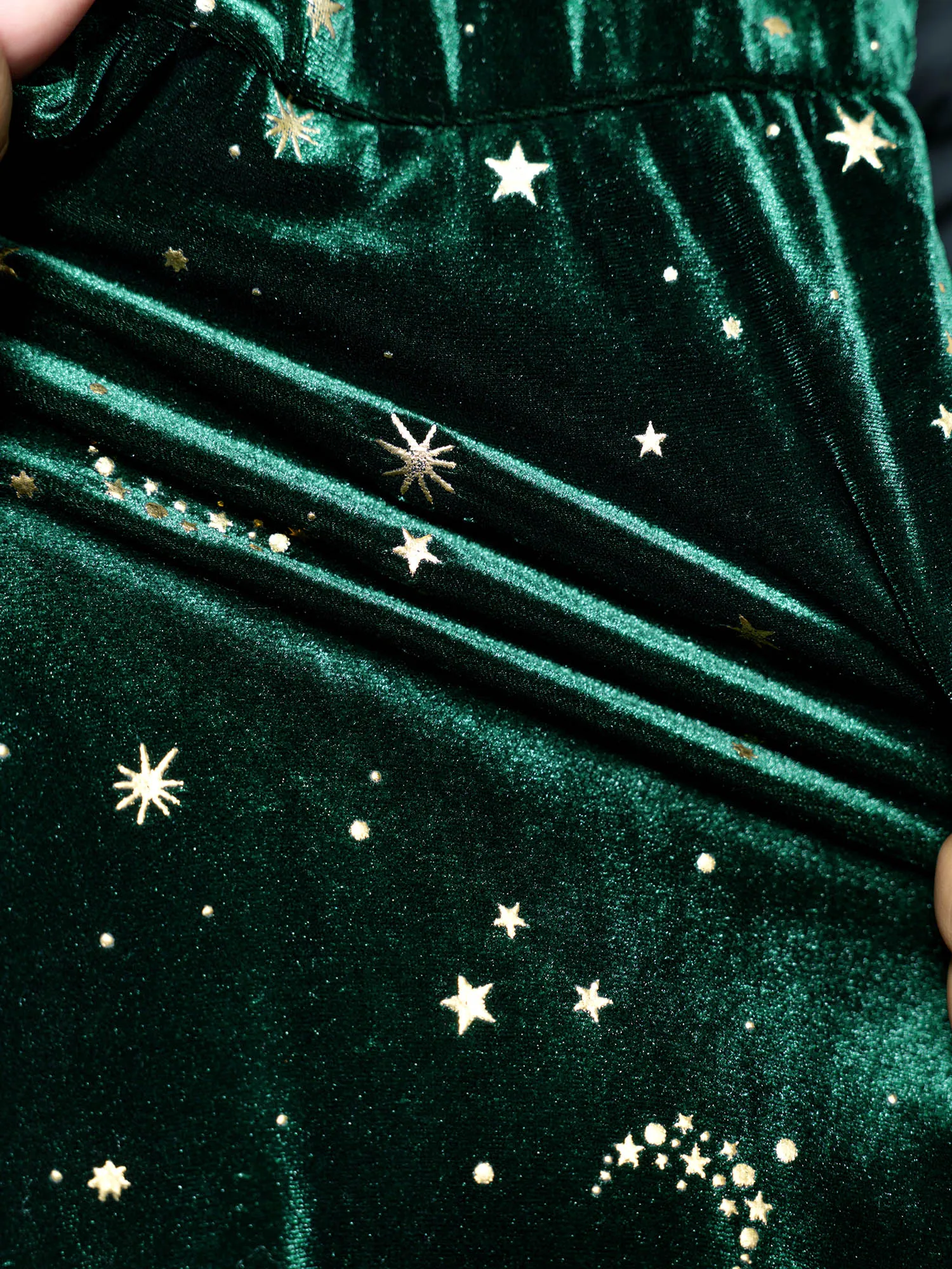 Velvet Stretchy Gold Stamp Jumpsuit sold by Bloomchic product image thumbnail 5