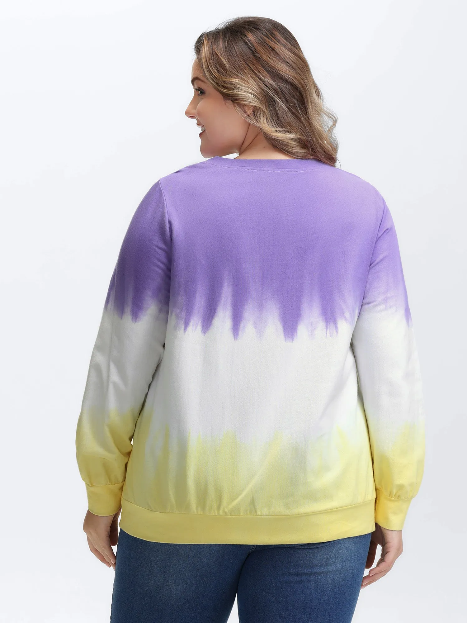 Cotton Dip Dye Stretchy Hem Sweatshirt sold by Bloomchic product image thumbnail 4