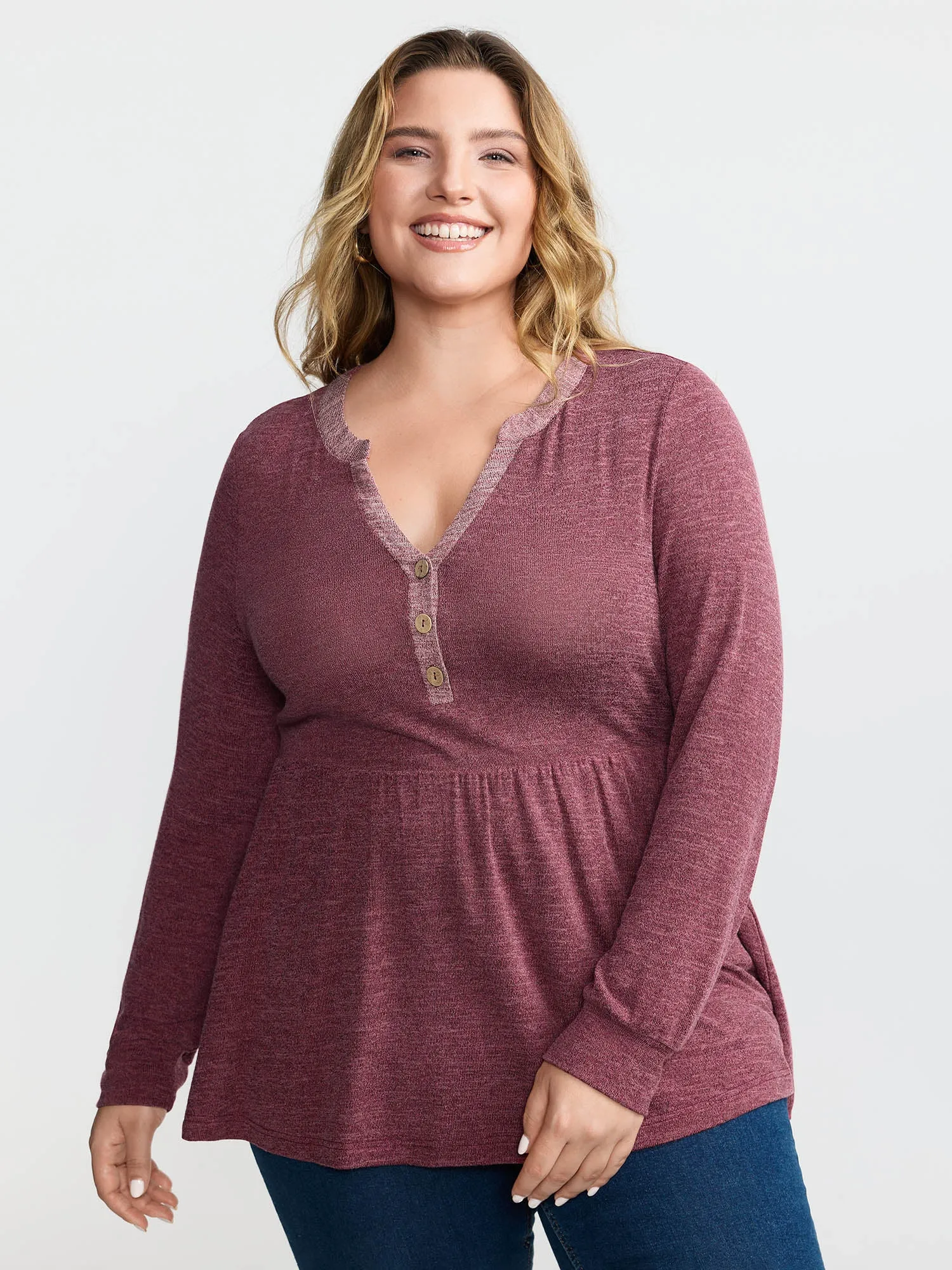 Color Contrast Fit Flared Knit Top sold by Bloomchic product image thumbnail 2