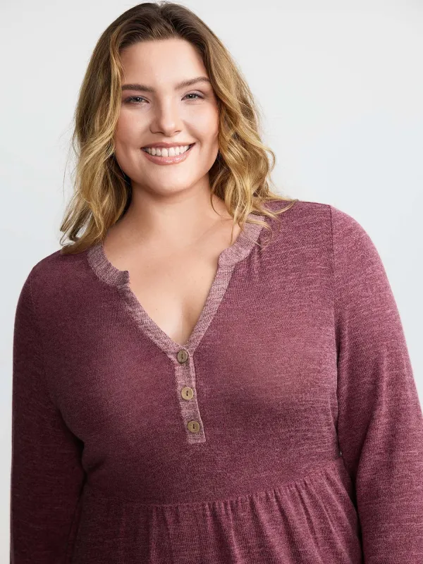 Color Contrast Fit Flared Knit Top sold by Bloomchic