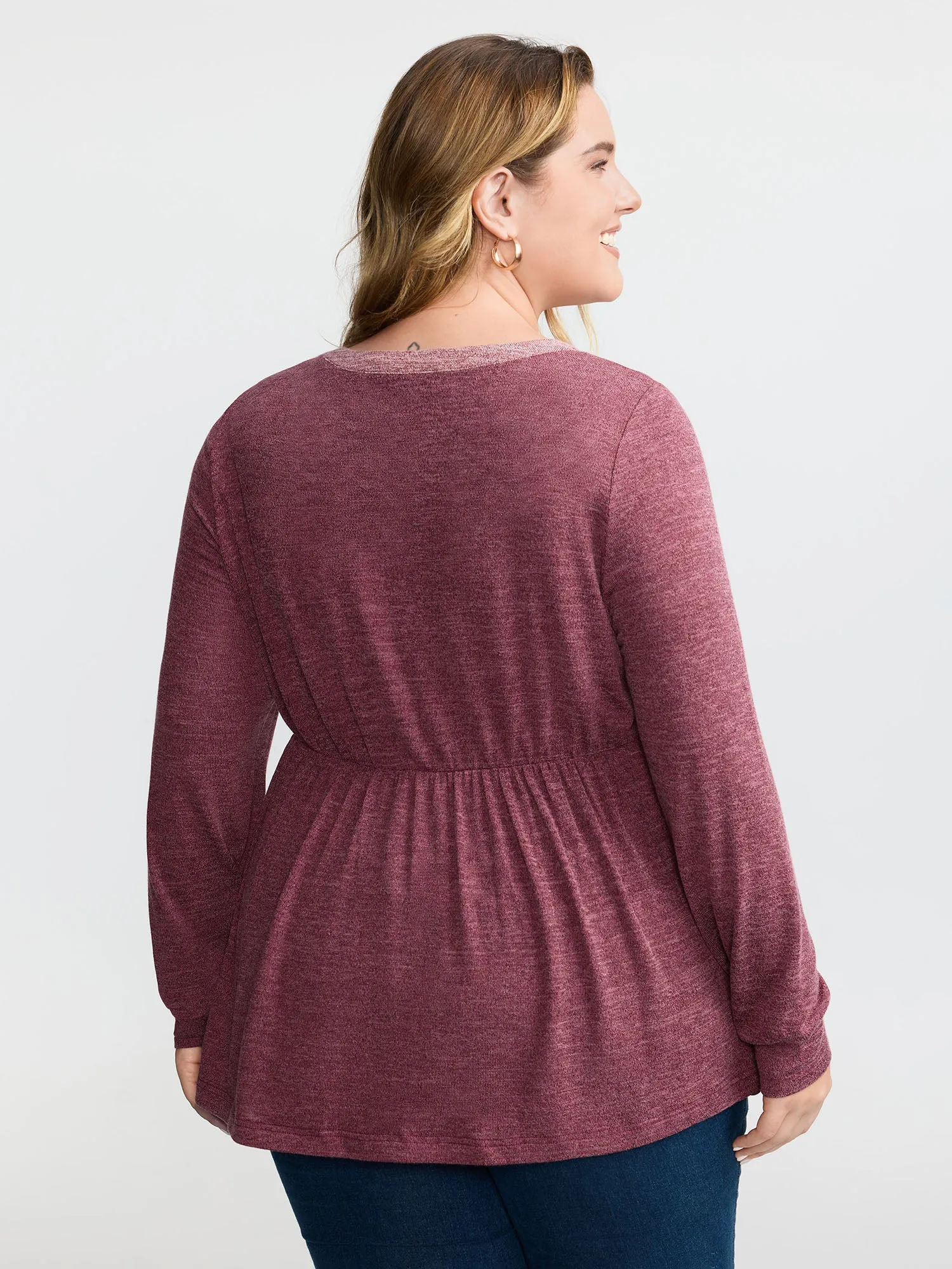 Color Contrast Fit Flared Knit Top sold by Bloomchic product image thumbnail 4