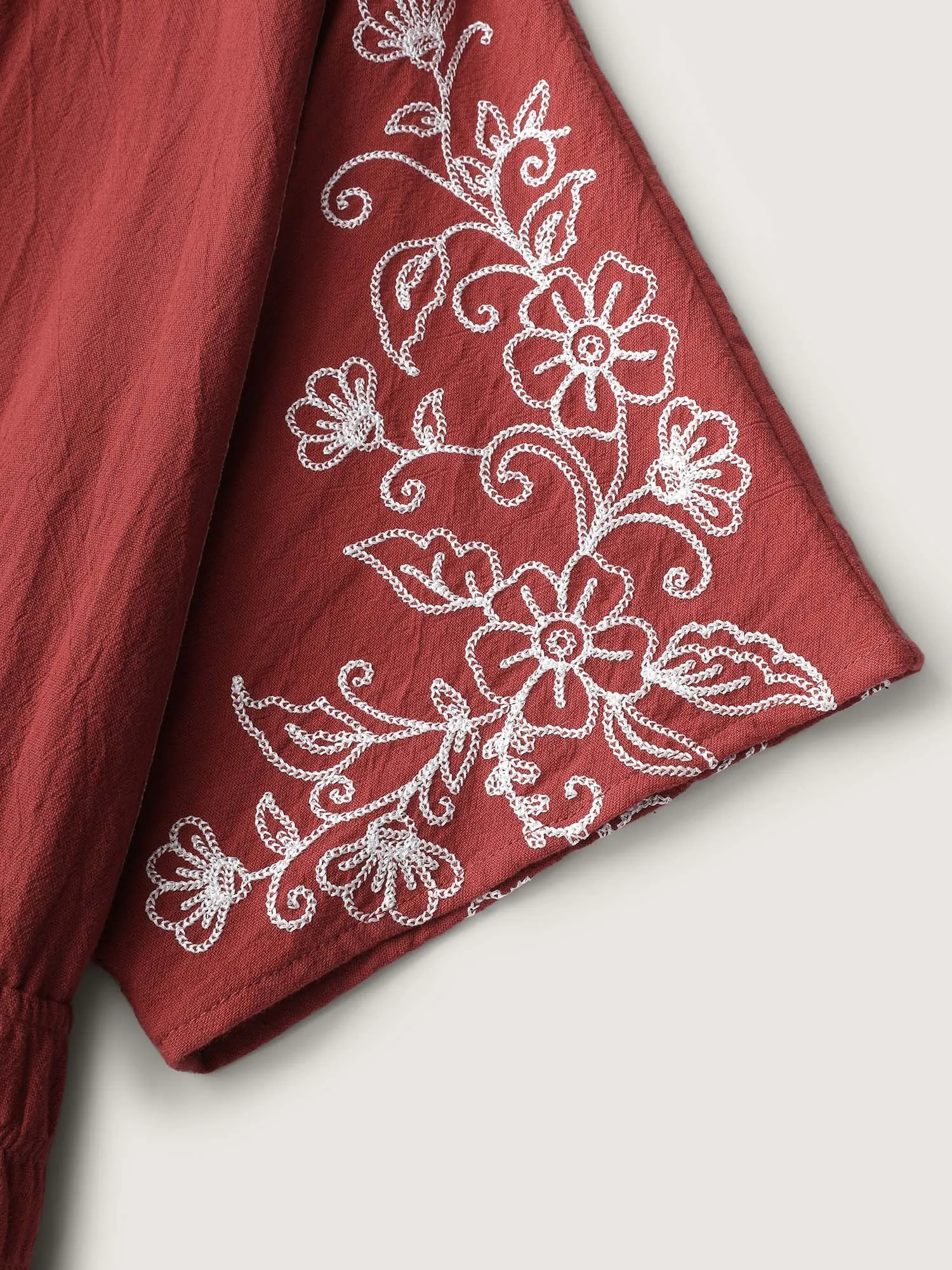 Shirred Waist Embroidered Midi Dress sold by Bloomchic product image thumbnail 5