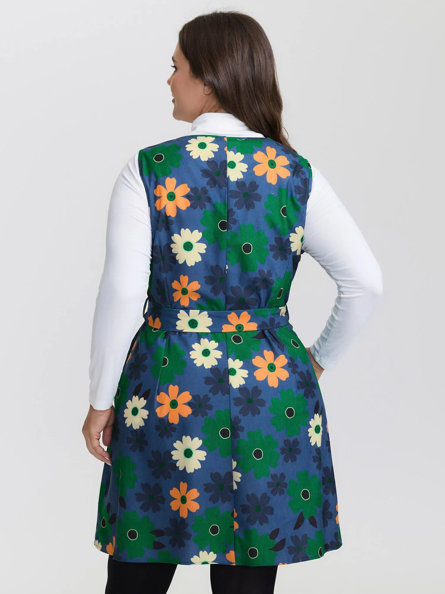 Floral Belted Waist-Defining Knee Dress sold by Bloomchic product image thumbnail 4