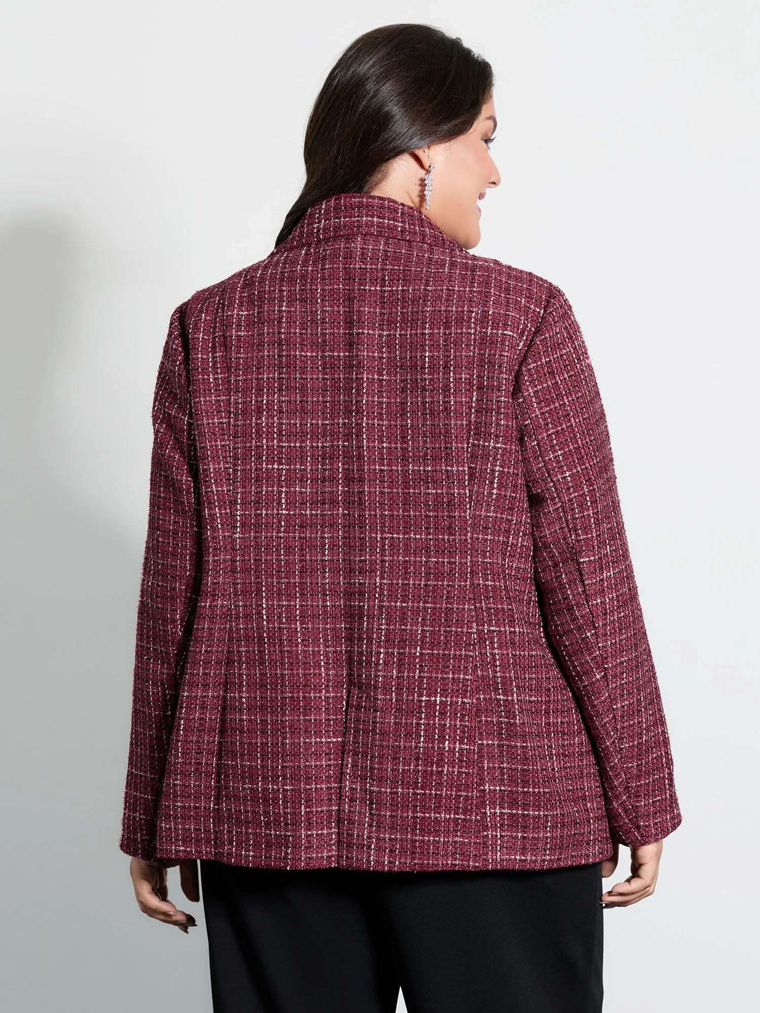 Tweed Brooch Waist-Defining Blazer sold by Bloomchic product image thumbnail 5