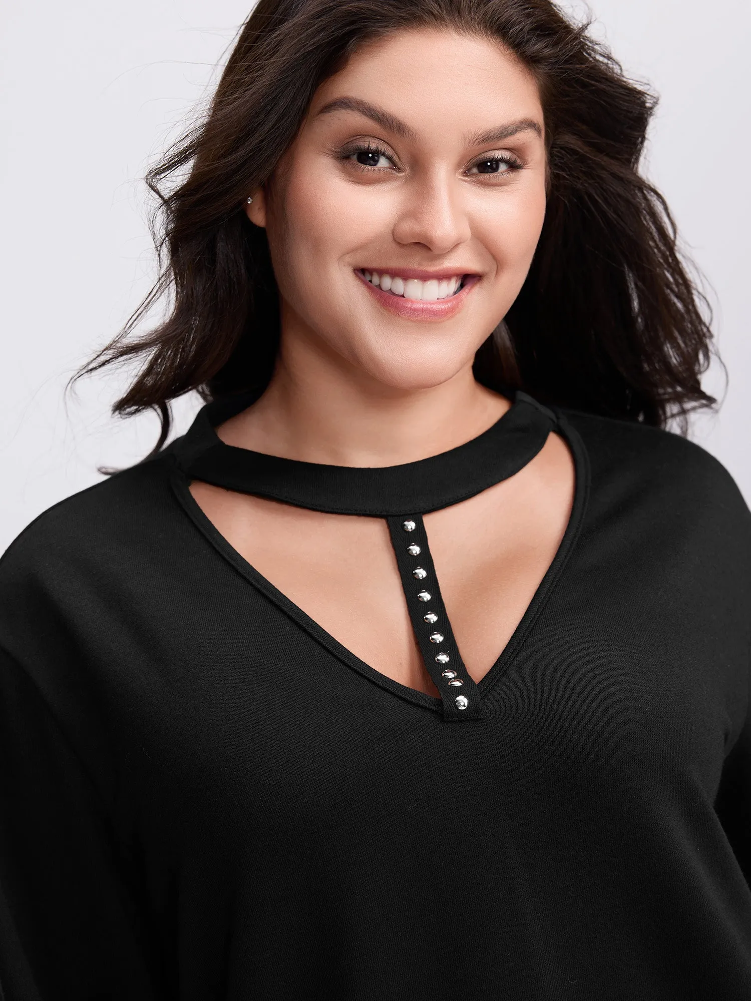 Choker Neck Cut-Out Sweatshirt sold by Bloomchic product image thumbnail 2