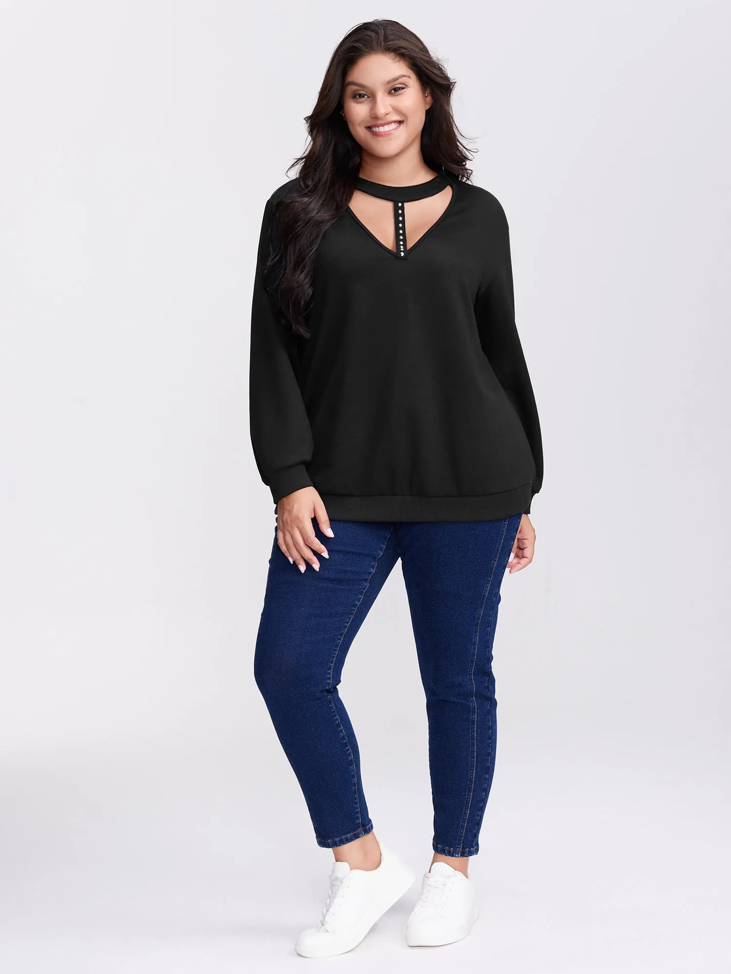 Choker Neck Cut-Out Sweatshirt sold by Bloomchic product image thumbnail 4
