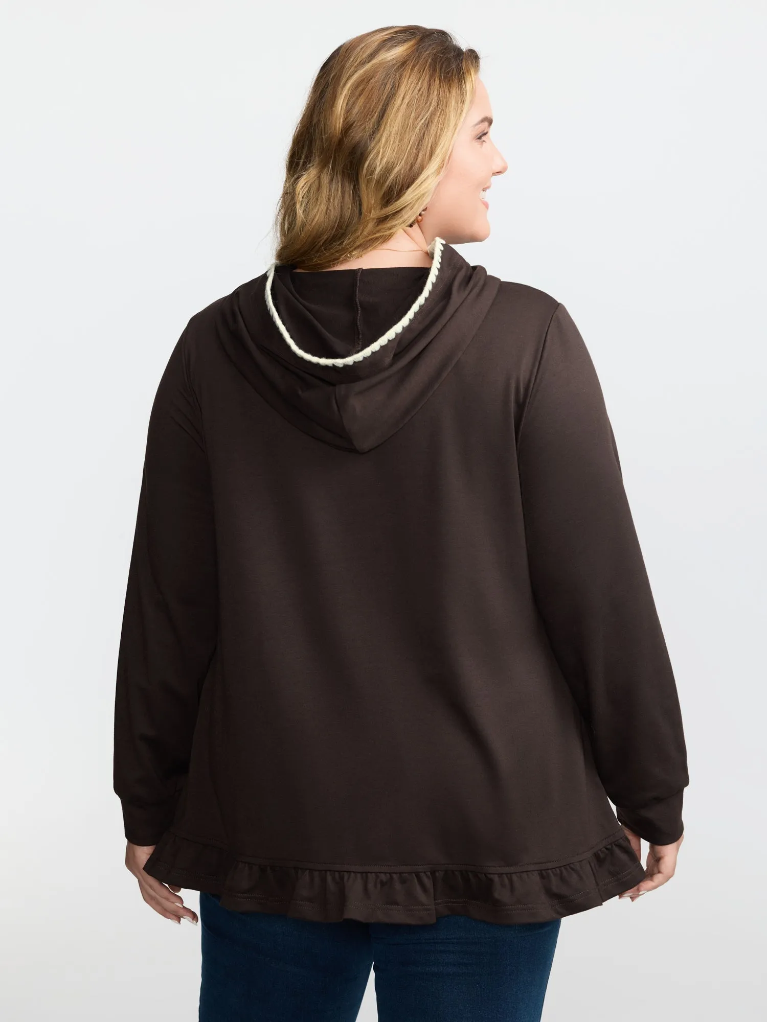 Supersoft Ruffled Edge Embroidered Hoodie sold by Bloomchic product image thumbnail 4