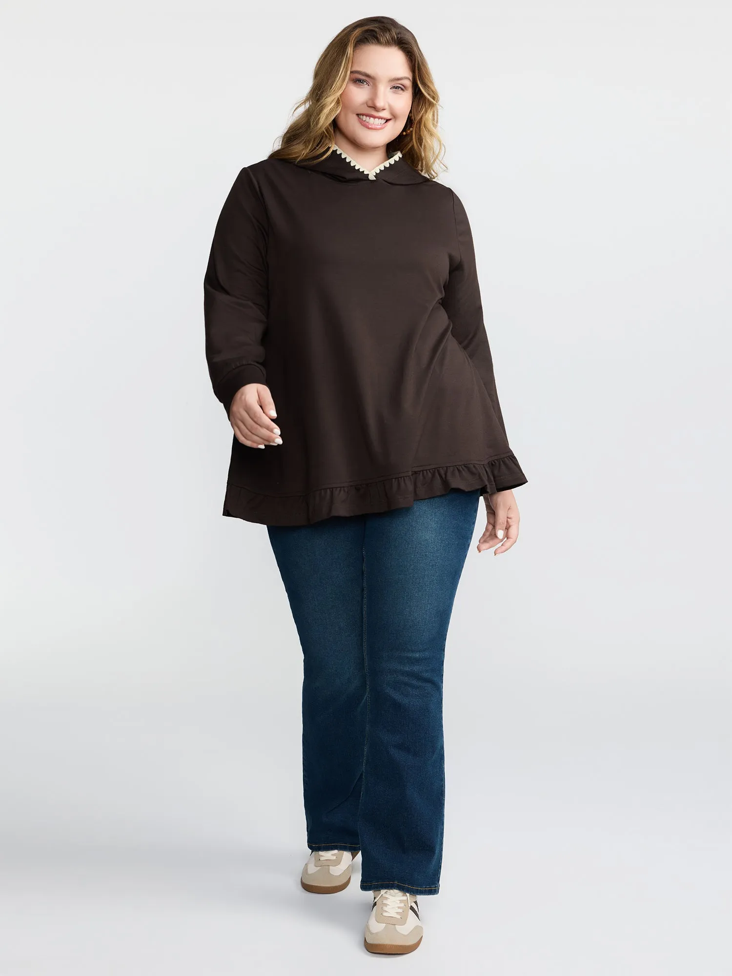 Supersoft Ruffled Edge Embroidered Hoodie sold by Bloomchic product image thumbnail 3