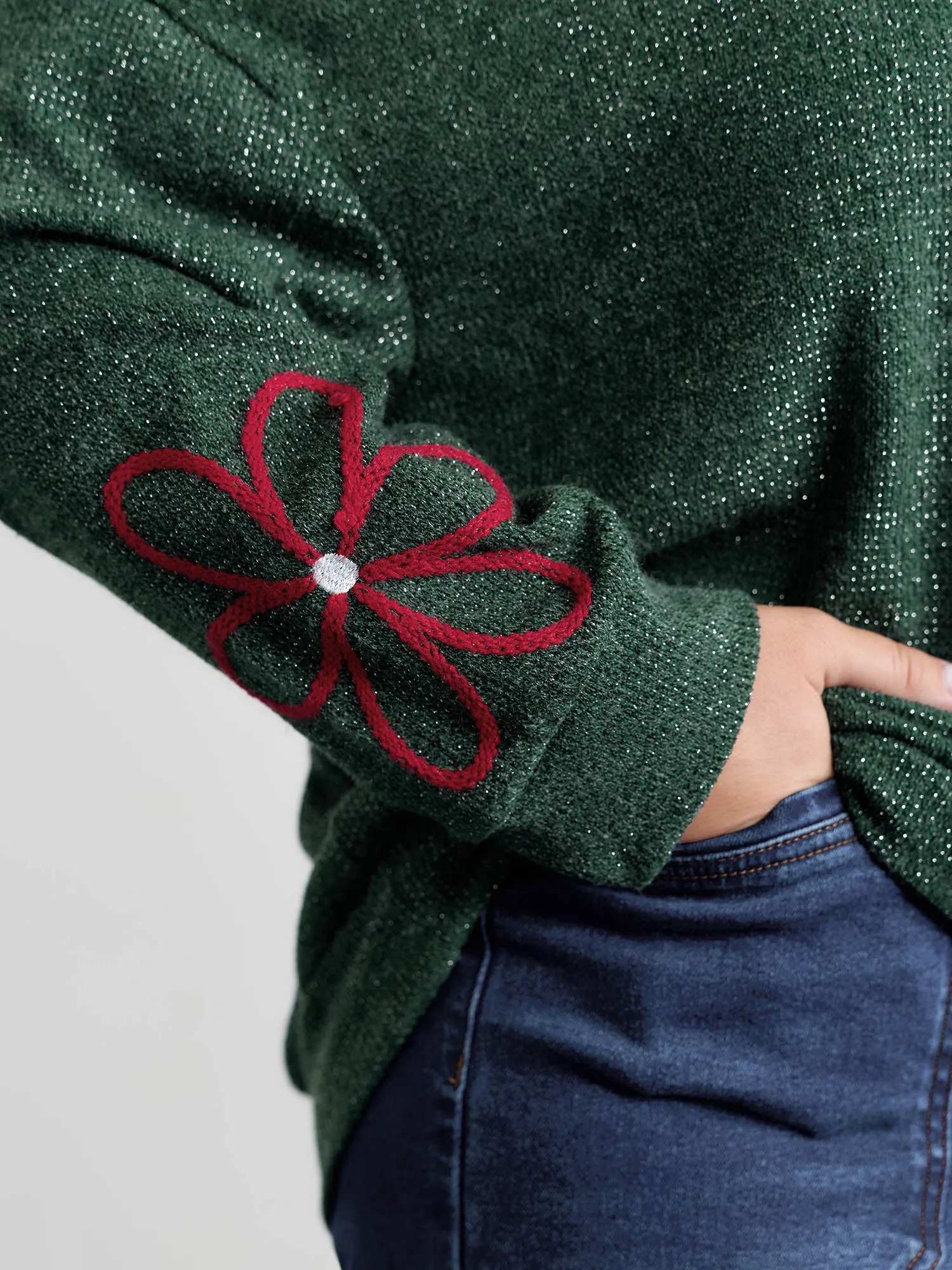 Lurex Textured Cord Embroidery Sweatshirt sold by Bloomchic product image thumbnail 3