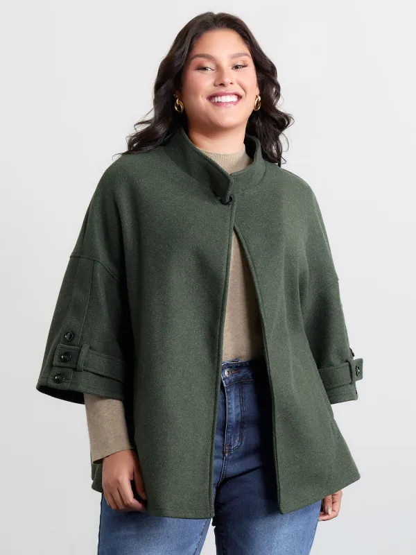 Rolled Button Sleeve Pockets Coat sold by Bloomchic