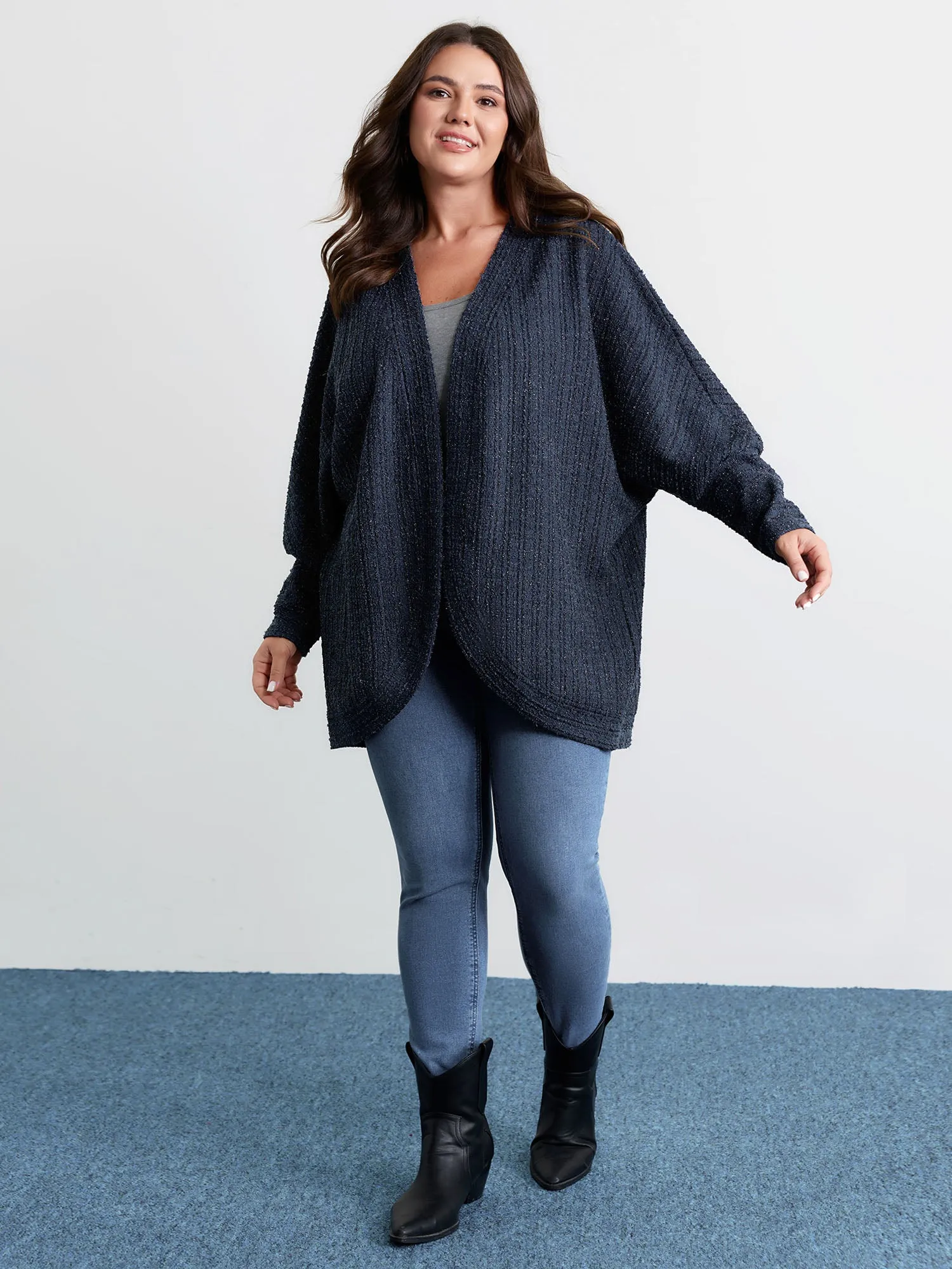 Raglan Sleeve Curvy Hem Jacket sold by Bloomchic