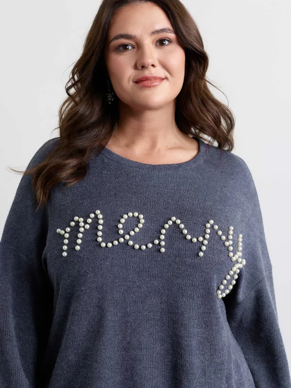 Merry Bead Textured Sweatshirt sold by Bloomchic