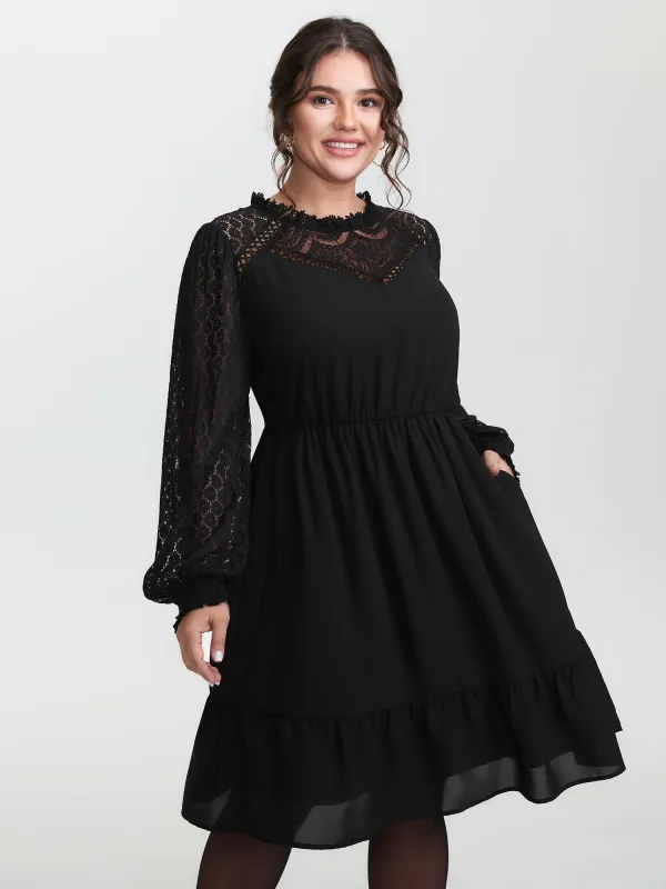 Sheer Lace Cut-Out Detail Midi Dress sold by Bloomchic