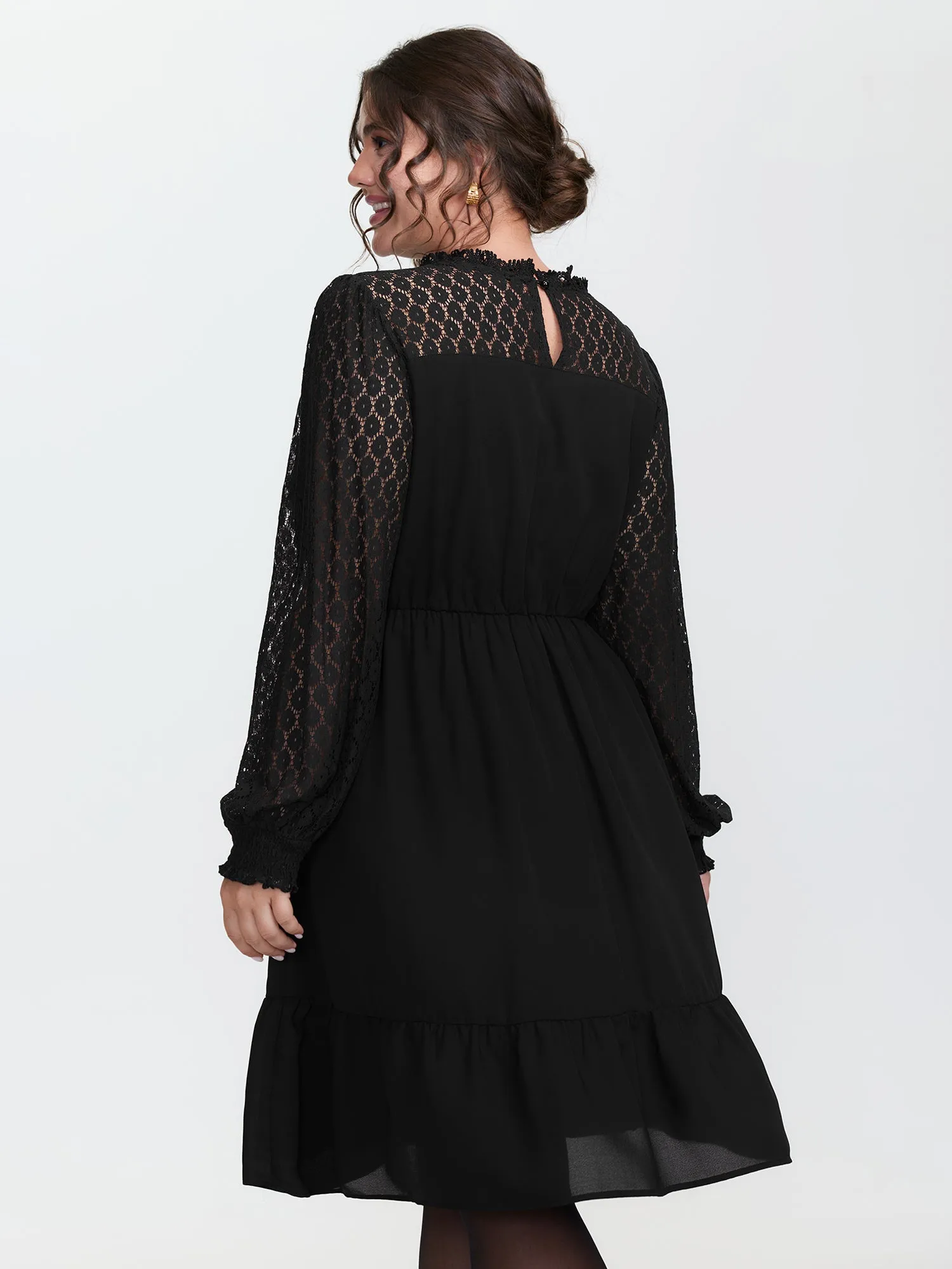 Sheer Lace Cut-Out Detail Midi Dress sold by Bloomchic product image thumbnail 4