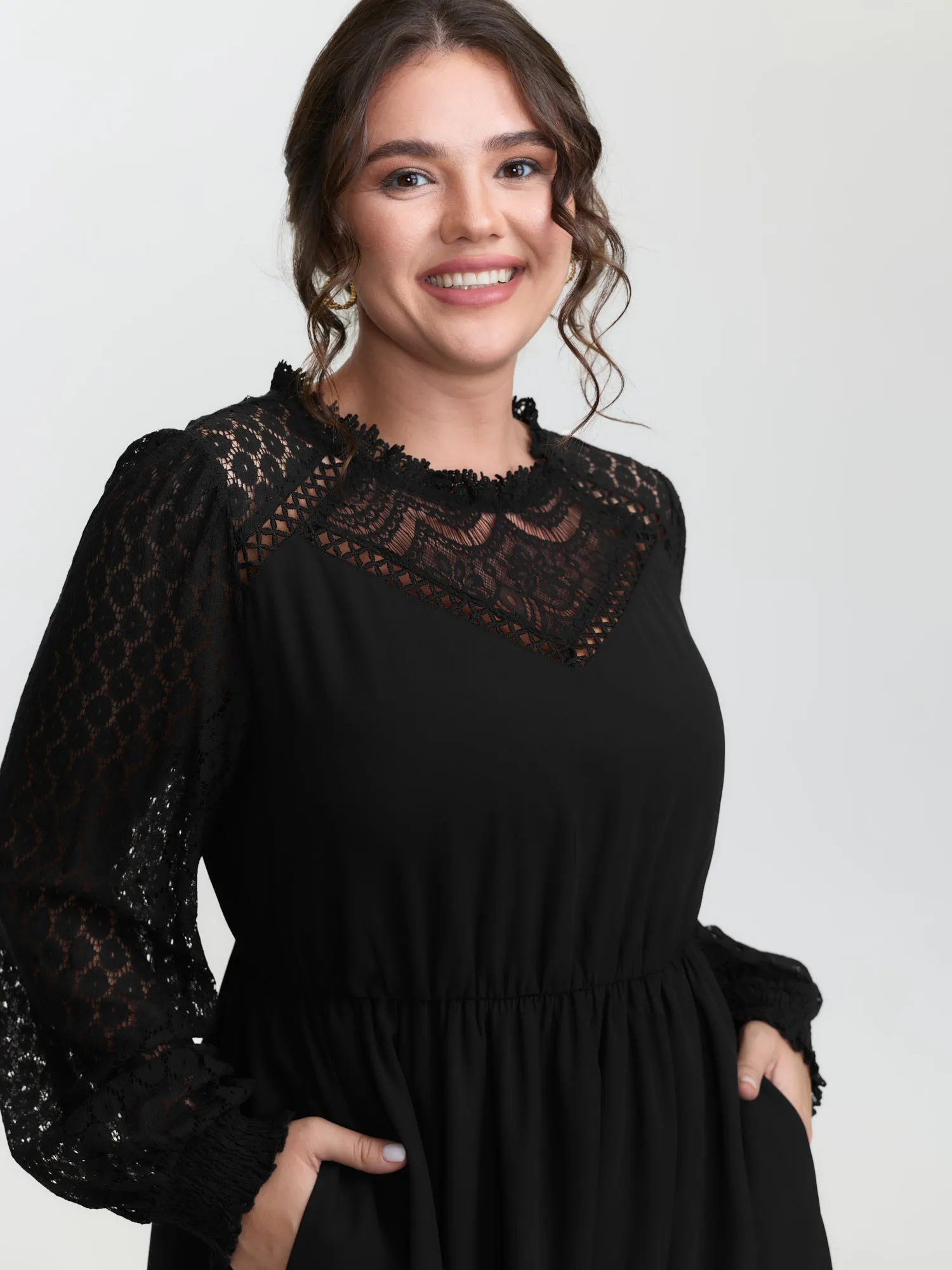 Sheer Lace Cut-Out Detail Midi Dress sold by Bloomchic product image thumbnail 2