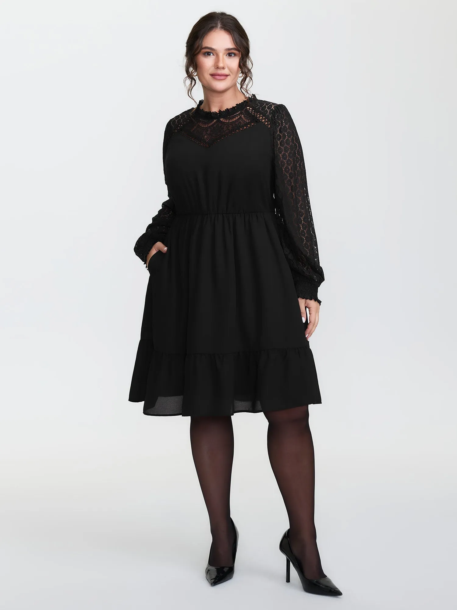 Sheer Lace Cut-Out Detail Midi Dress sold by Bloomchic product image thumbnail 3