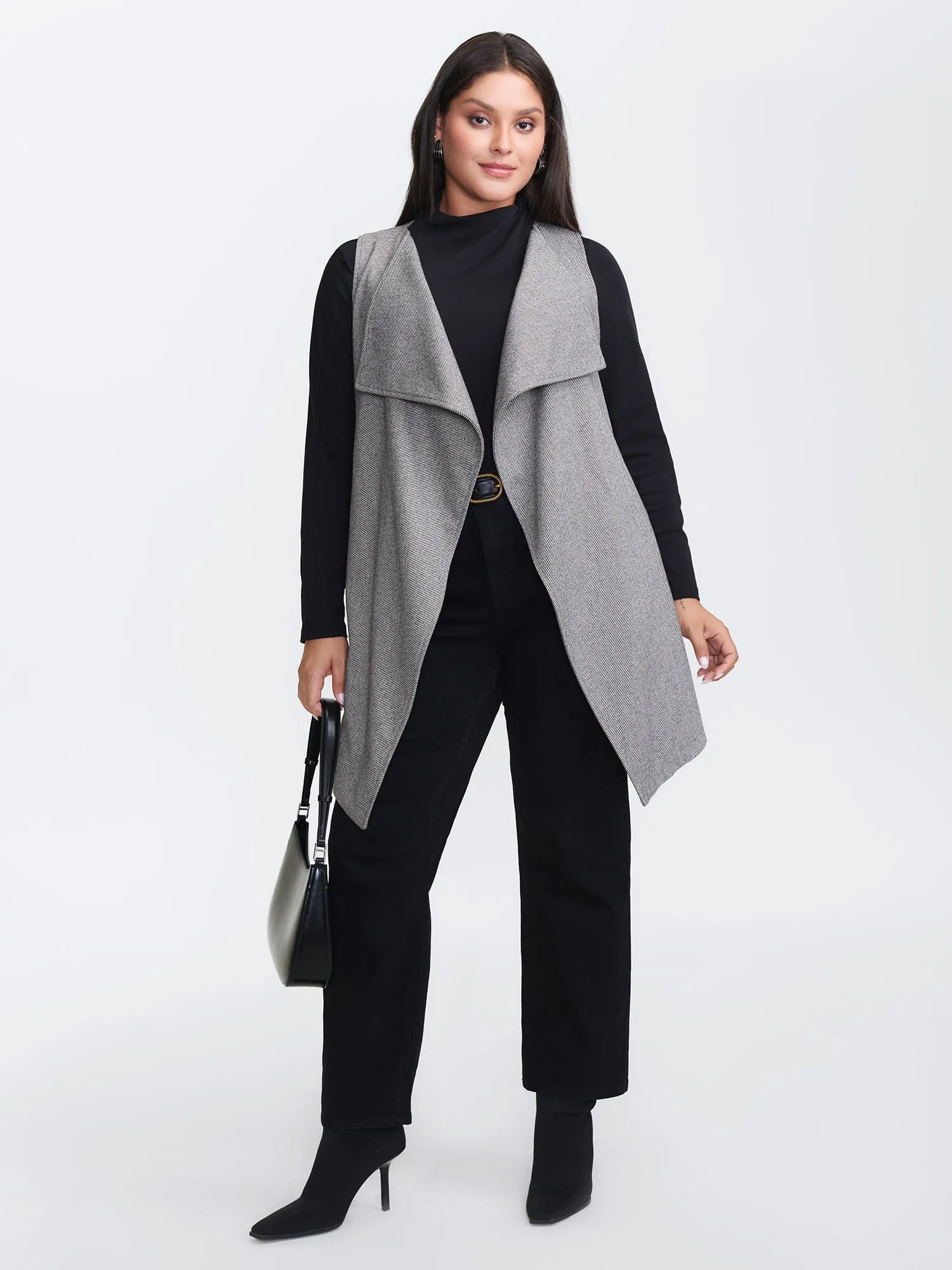 Asymmetrical Placket Belted Long Vest sold by Bloomchic product image thumbnail 2