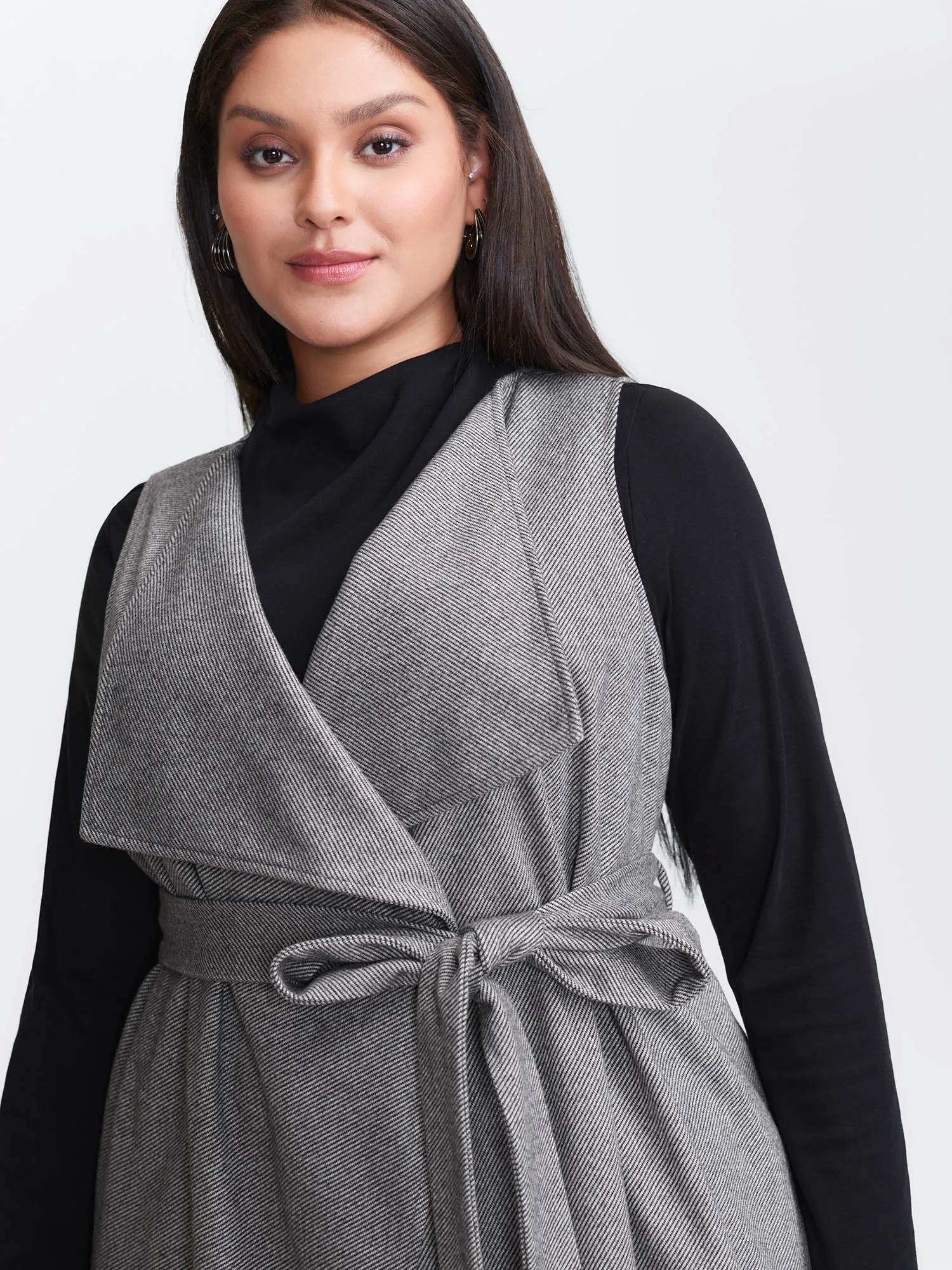 Asymmetrical Placket Belted Long Vest sold by Bloomchic product image thumbnail 4