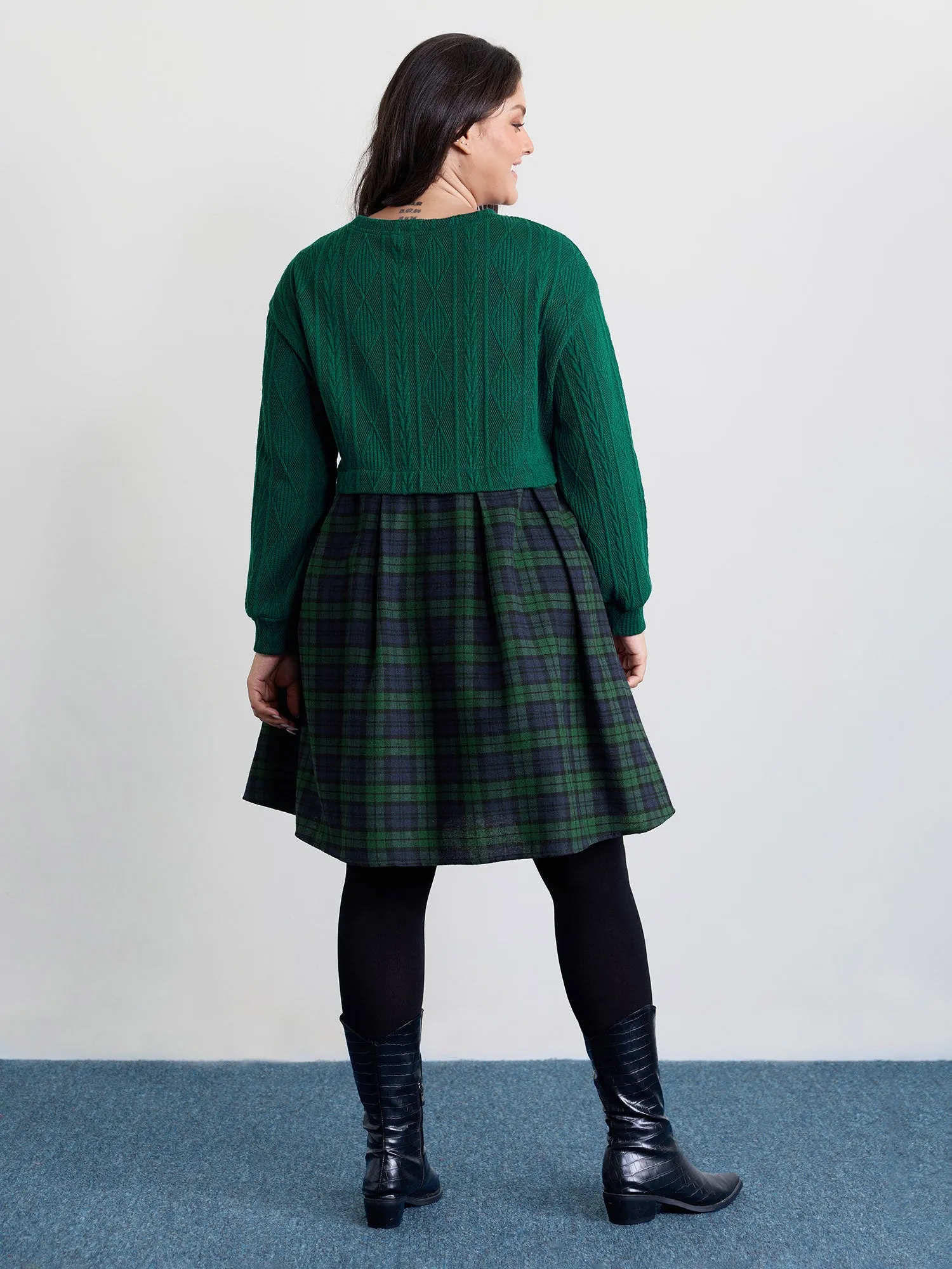 Layered Plaid Pockets Midi Dress sold by Bloomchic product image thumbnail 4