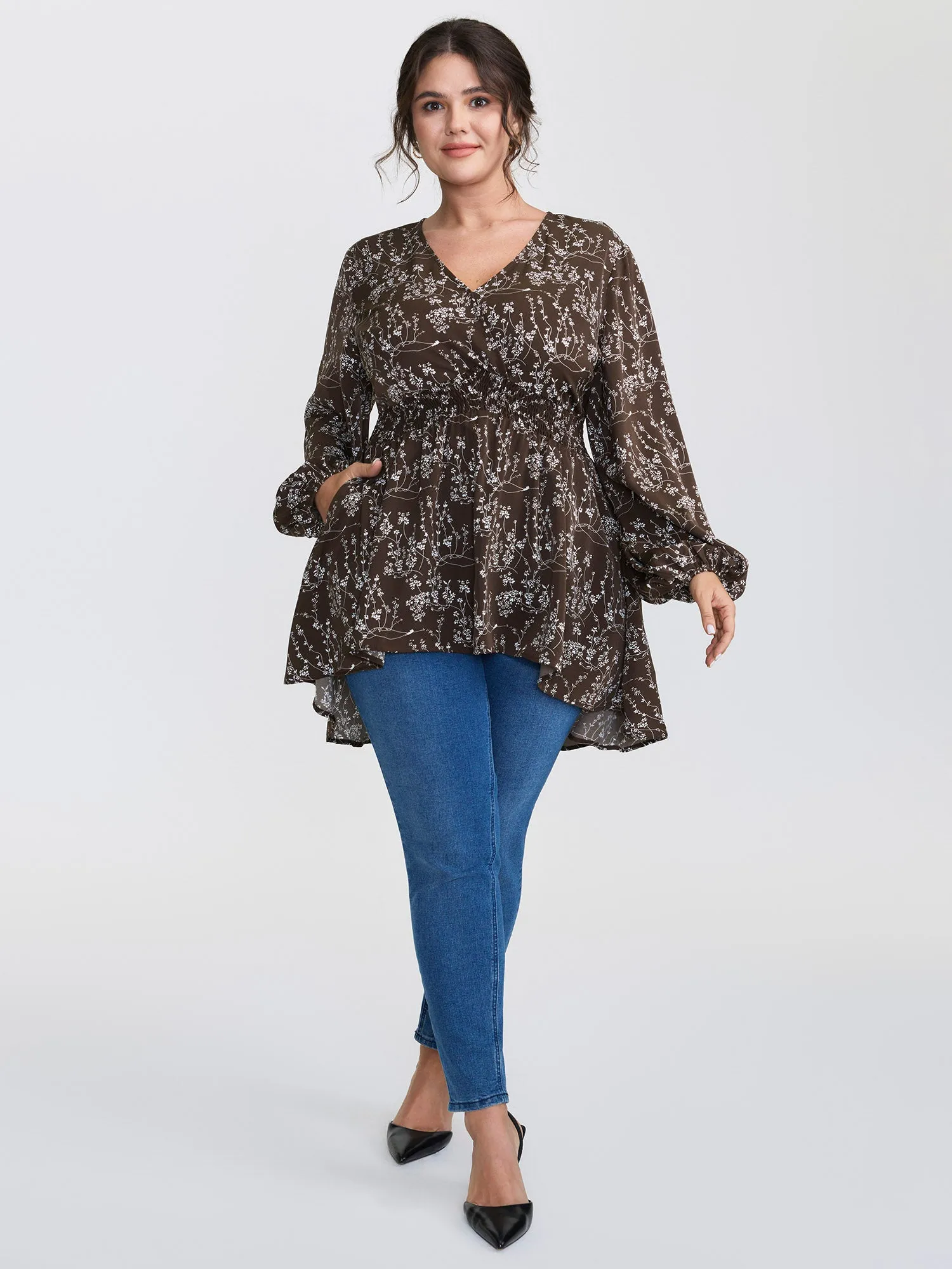 Silohuette Flower V-Neck Blouse sold by Bloomchic product image thumbnail 2