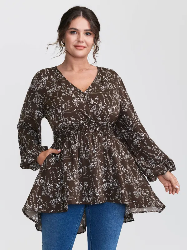 Silohuette Flower V-Neck Blouse sold by Bloomchic