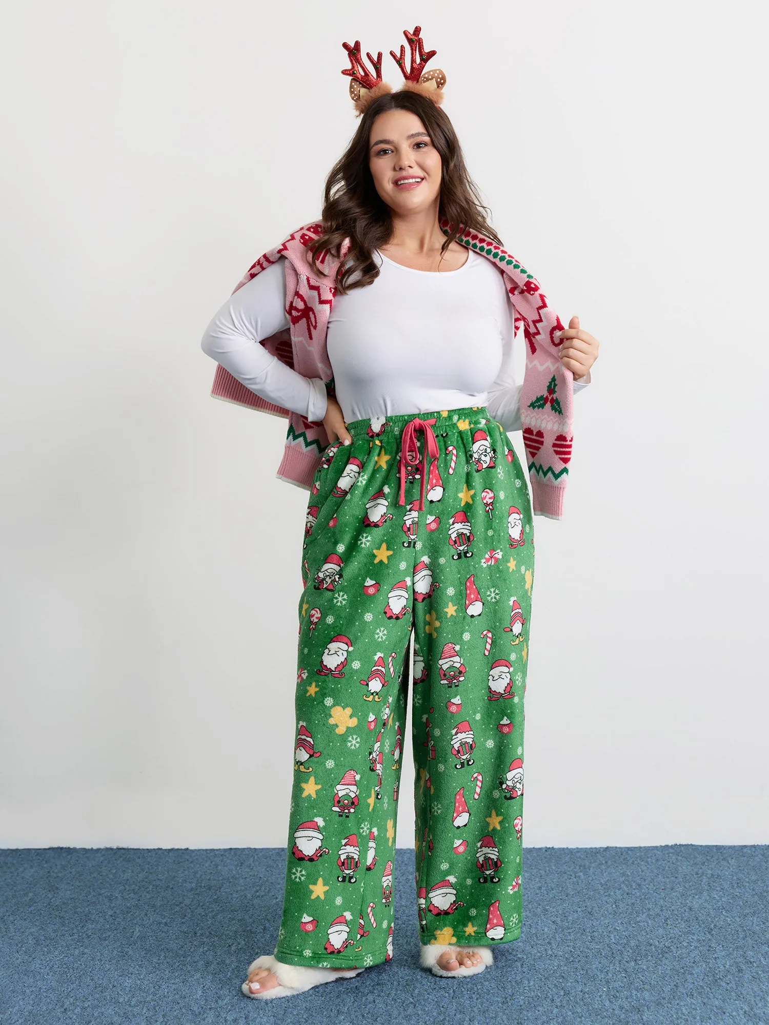 Holiday Pattern Drawstring Loungewear Bottoms sold by Bloomchic