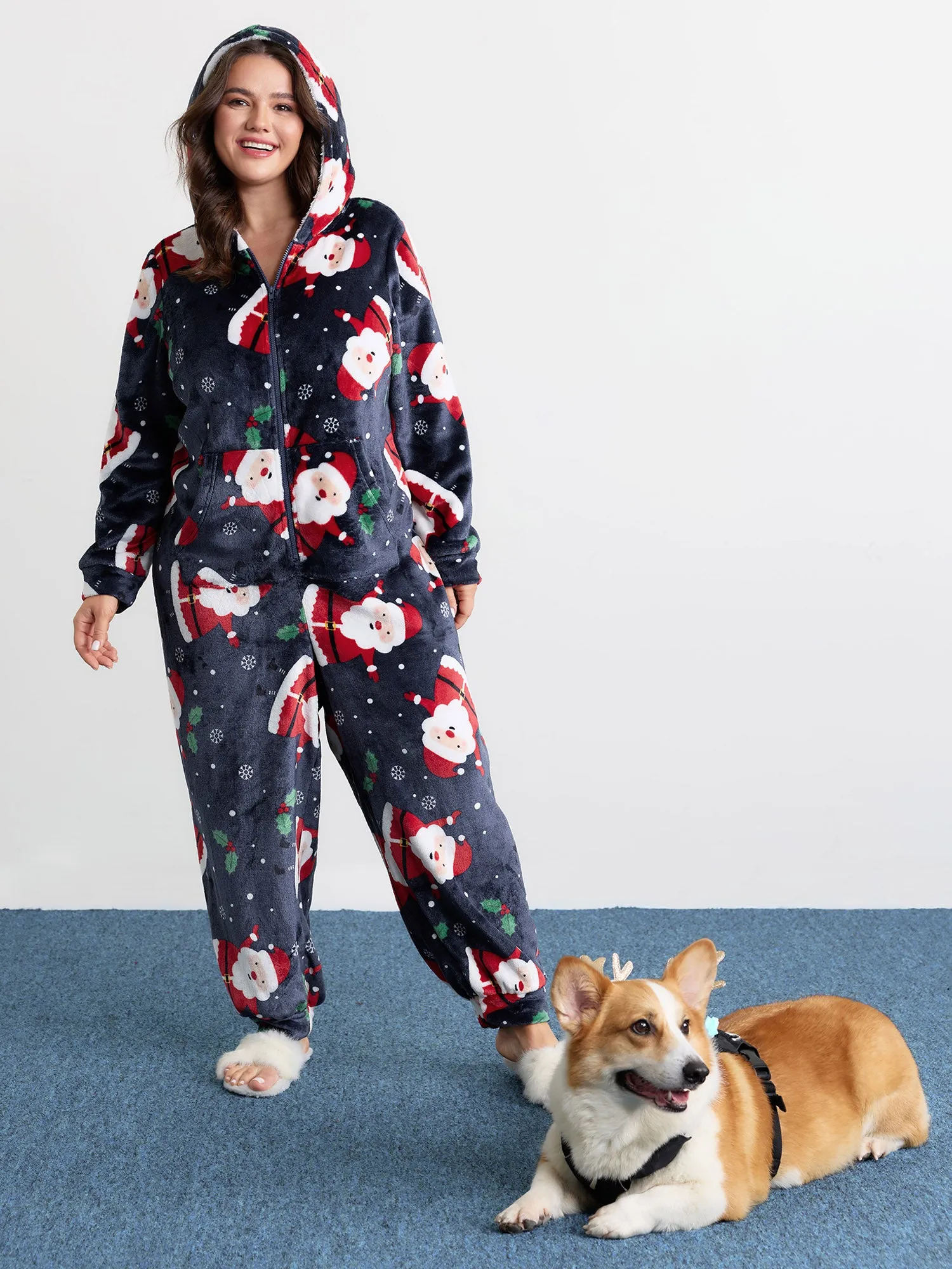 Holiday Fuzzy Plush Pockets Jumpsuit sold by Bloomchic product image thumbnail 2