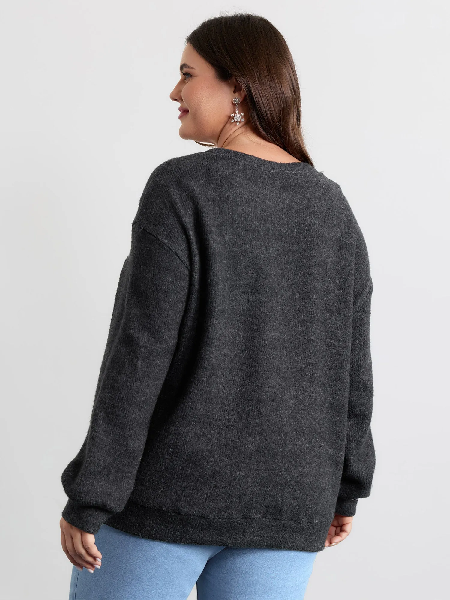 Cherry Cord Embroidery Textured Sweatshirt sold by Bloomchic product image thumbnail 4