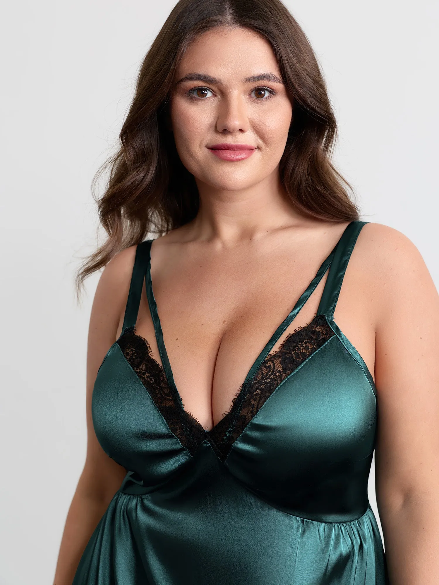 Satin Lace Trim Cut-Out Sleep Dress sold by Bloomchic product image thumbnail 2