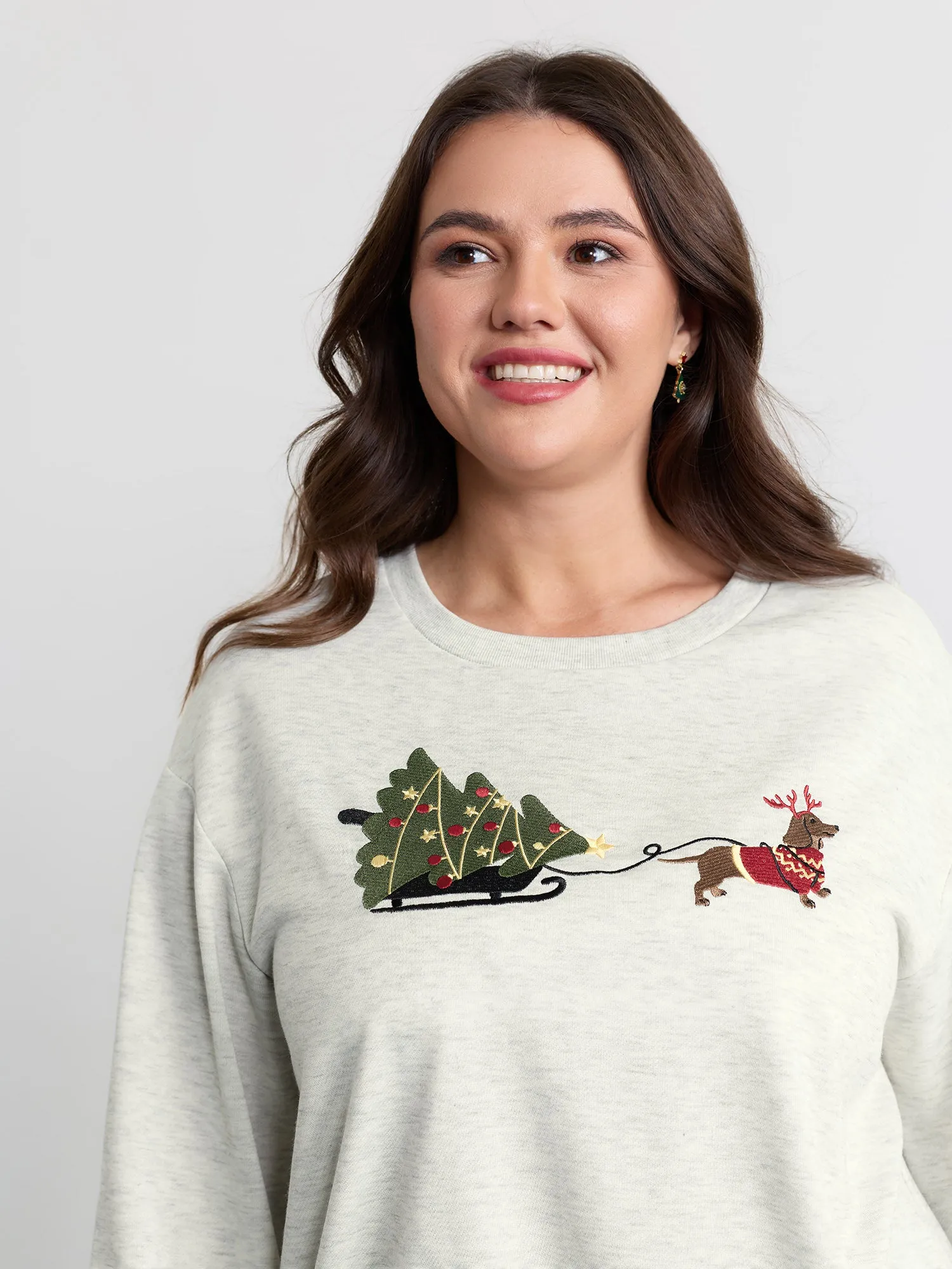 Holiday Gifts Embroidered Heather Sweatshirt sold by Bloomchic product image thumbnail 2