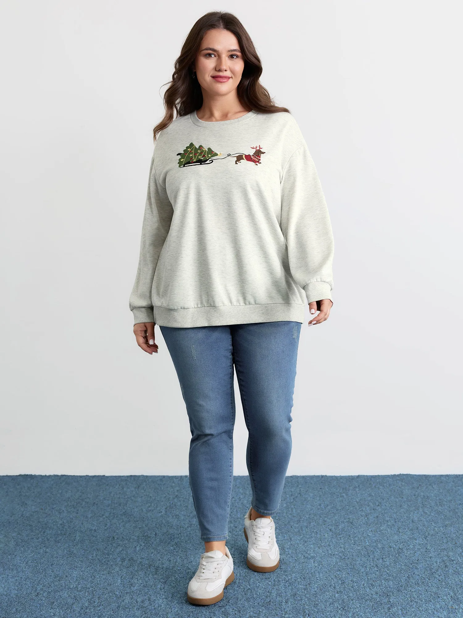 Holiday Gifts Embroidered Heather Sweatshirt sold by Bloomchic product image thumbnail 3