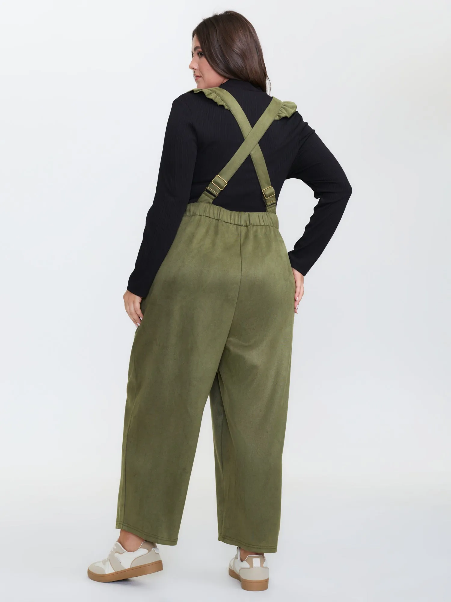 Suede Adjustable Ruffled Jumpsuit sold by Bloomchic product image thumbnail 4