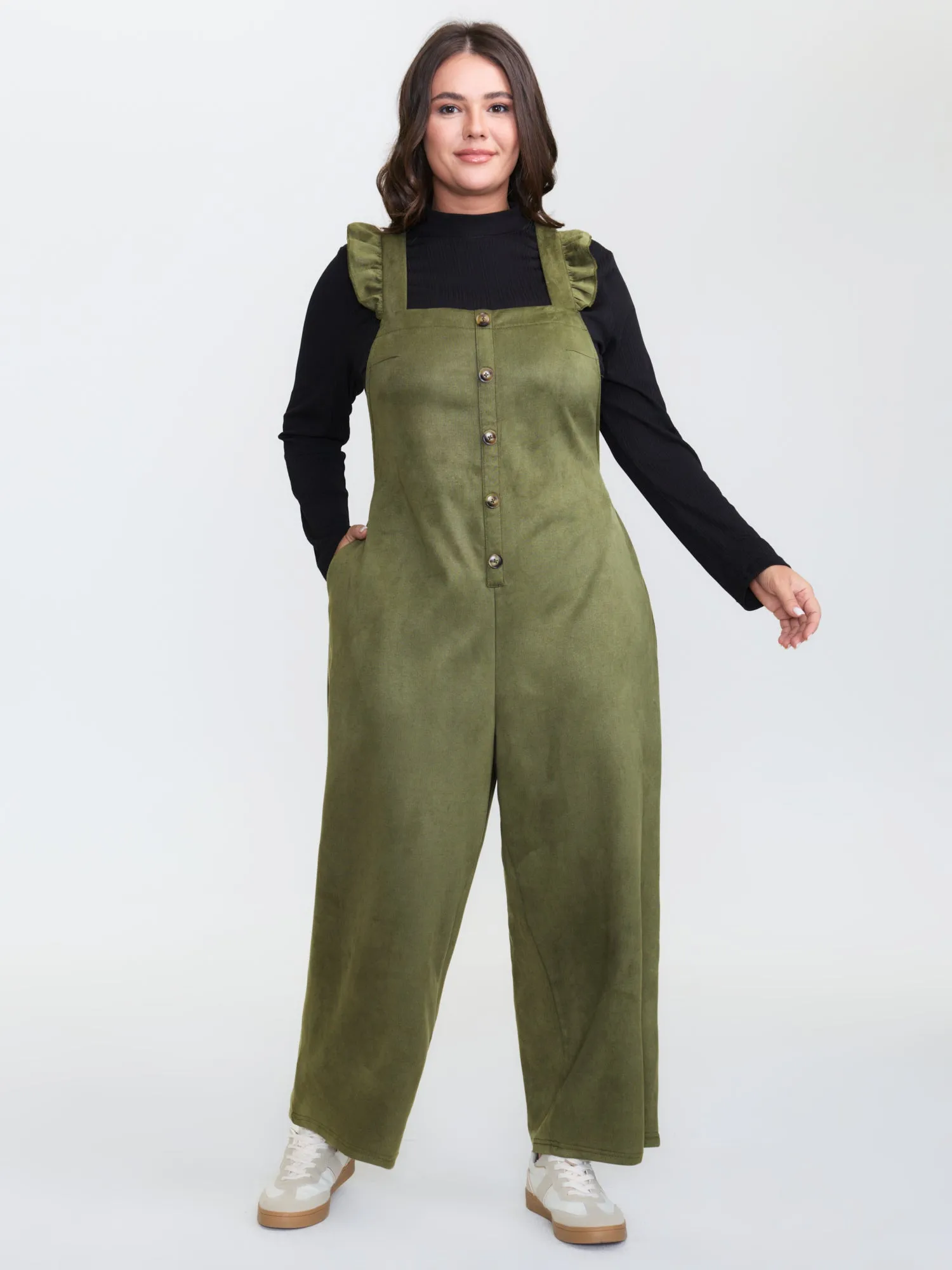 Suede Adjustable Ruffled Jumpsuit sold by Bloomchic product image thumbnail 3
