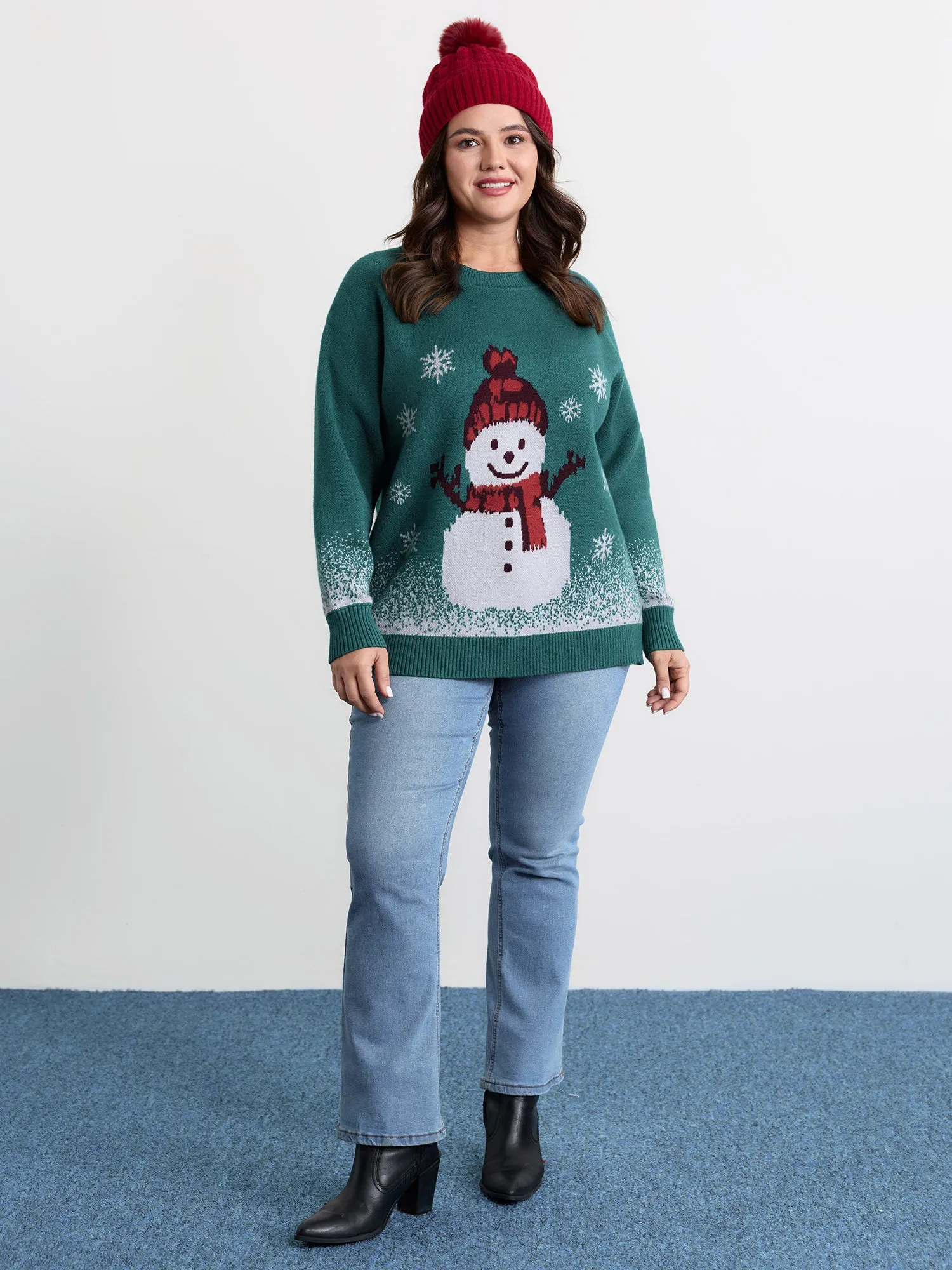 Supersoft Snowman Jacquard Color Block Pullover sold by Bloomchic product image thumbnail 3