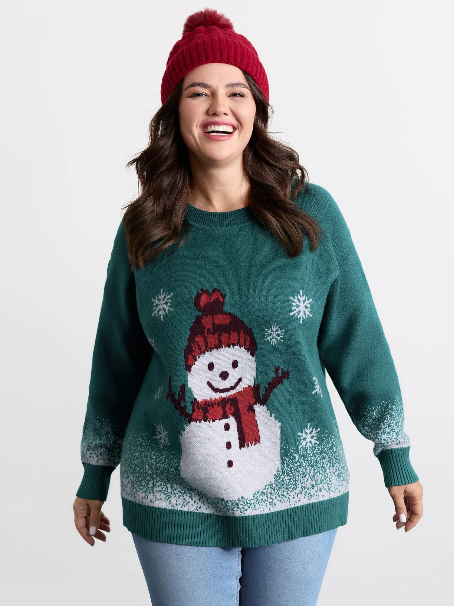Supersoft Snowman Jacquard Color Block Pullover sold by Bloomchic product image thumbnail 2