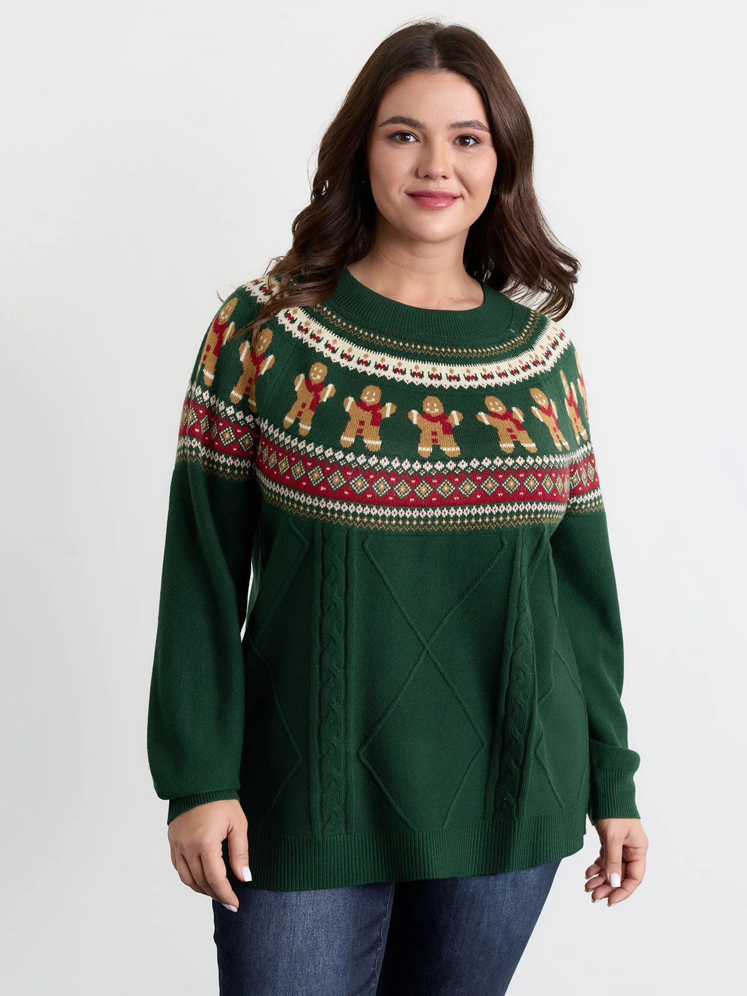 Gingerbread Fair-Isle Contrast Pullover sold by Bloomchic product image thumbnail 2