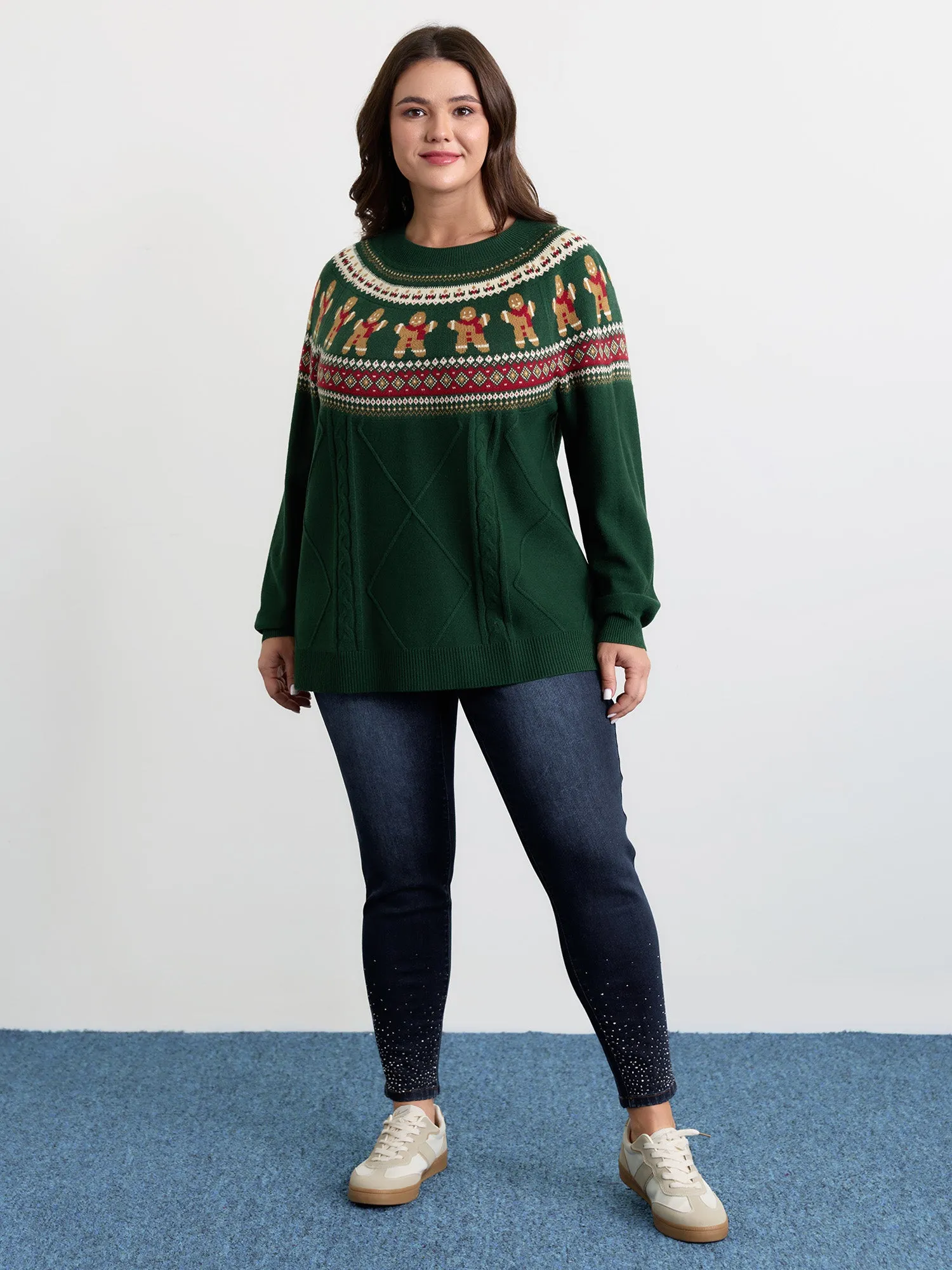 Gingerbread Fair-Isle Contrast Pullover sold by Bloomchic product image thumbnail 3