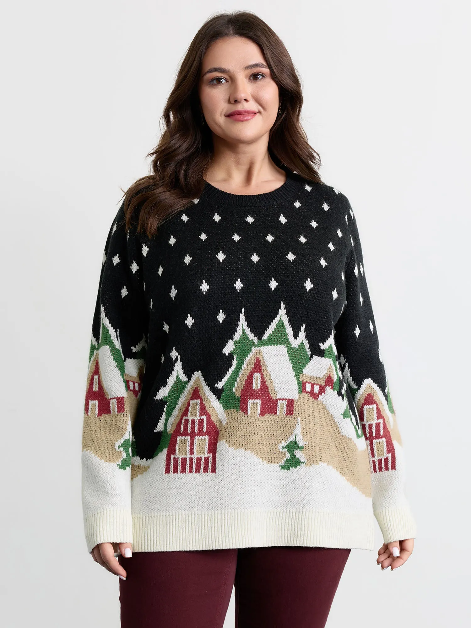 Snowy Nights Jacquard Pullover sold by Bloomchic