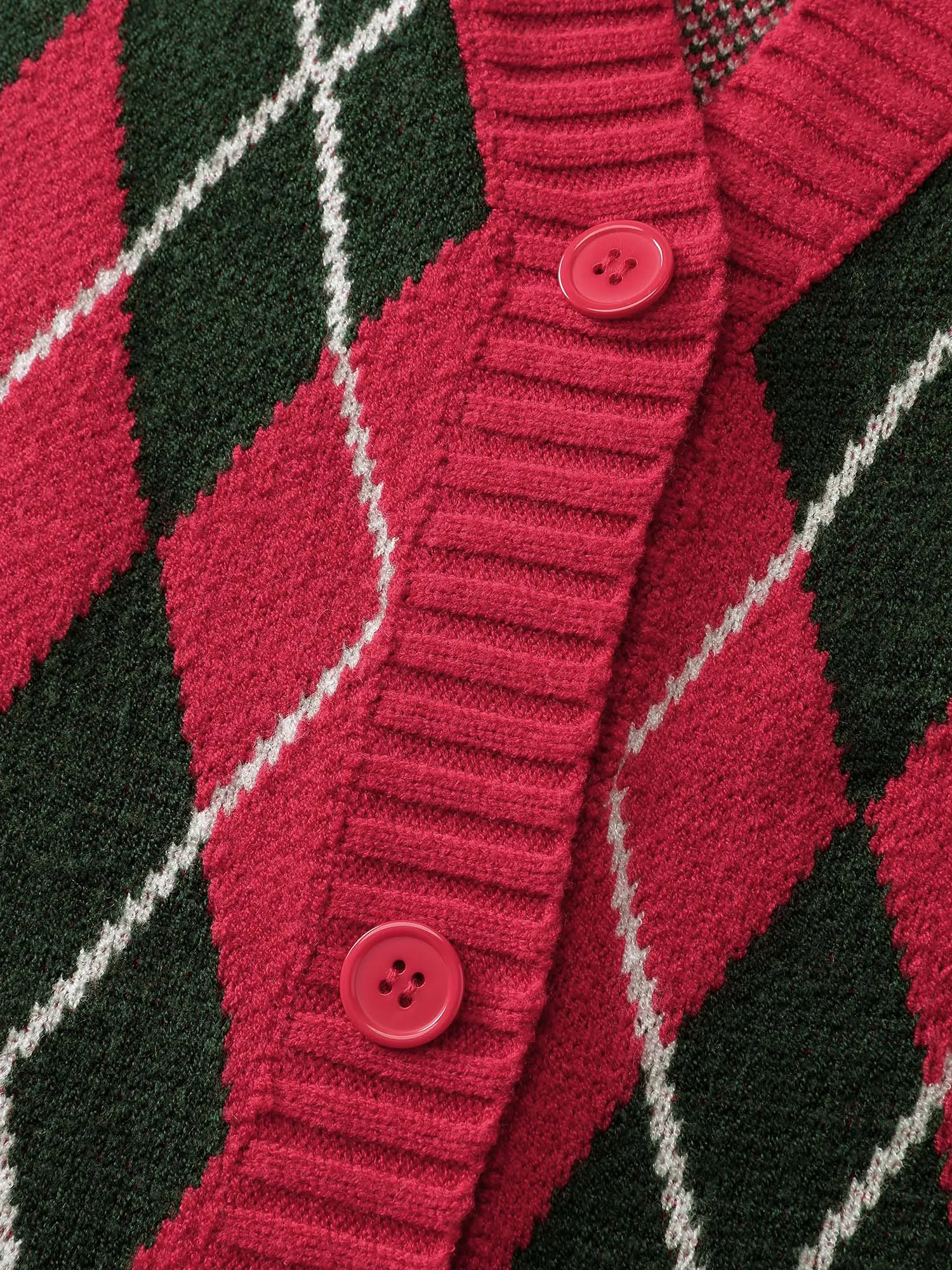 Holiday Checkered Jacquard Knit Cardigan sold by Bloomchic product image thumbnail 5