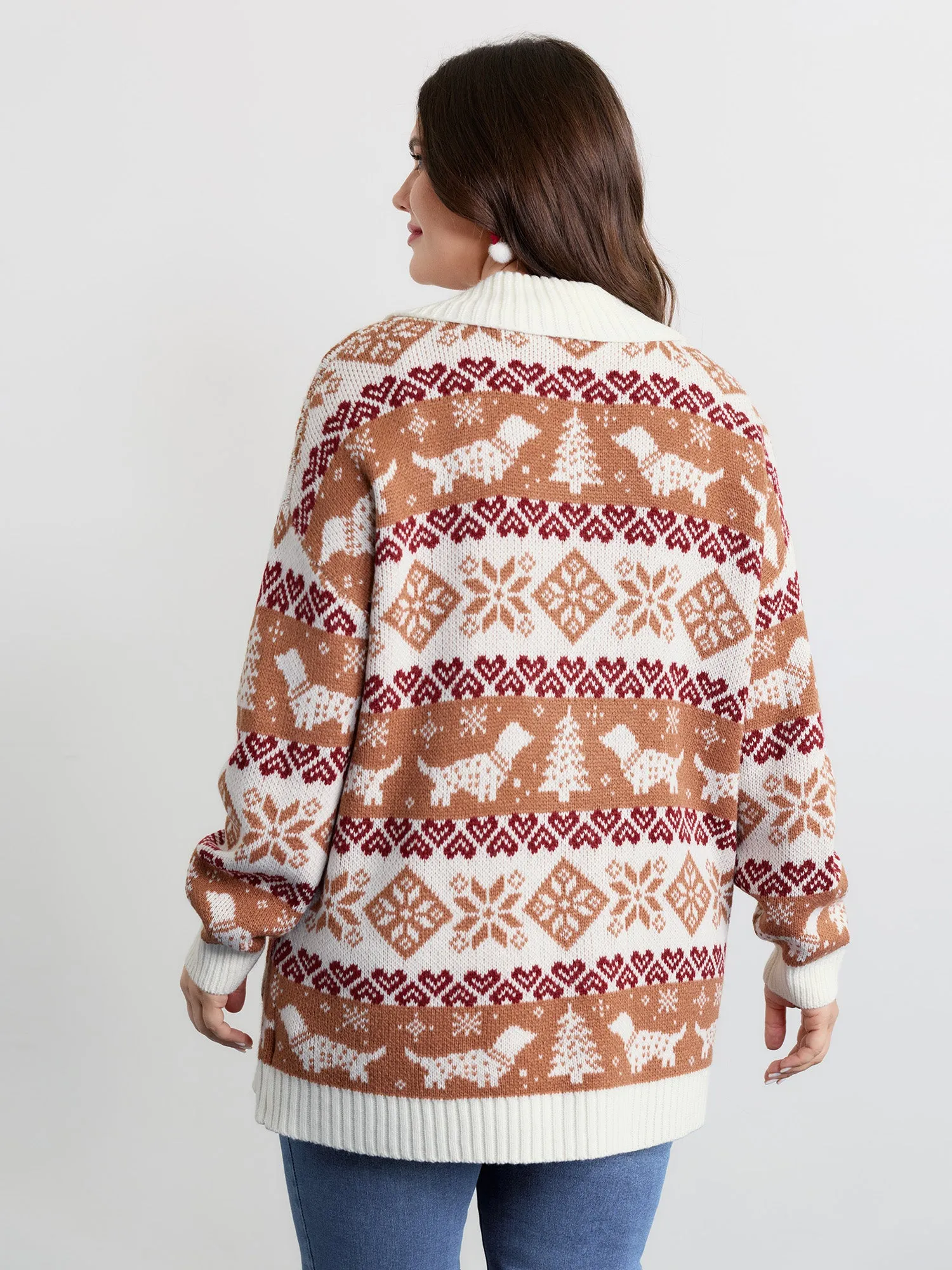 Holiday Pattern Jacquard Shawl Collar Cardigan sold by Bloomchic product image thumbnail 4