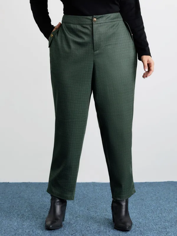 Checkered Buckles Straight-Leg Pants made by Bloomchic