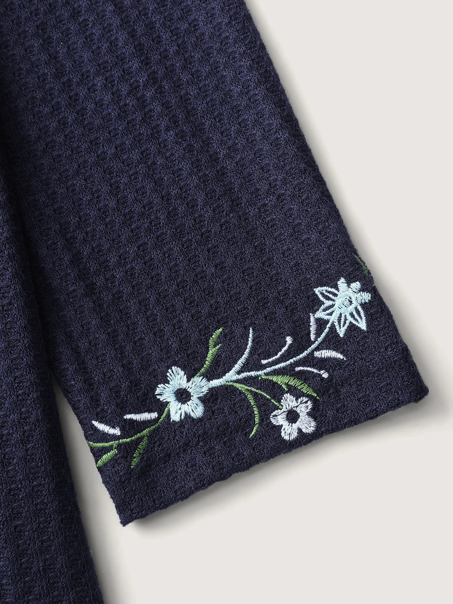 Floral Embroidery Textured Round Neck T-Shirt sold by Bloomchic product image thumbnail 5