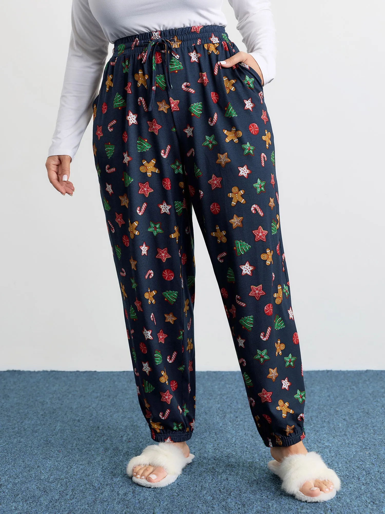 Colorful Holiday Print Pants sold by Bloomchic