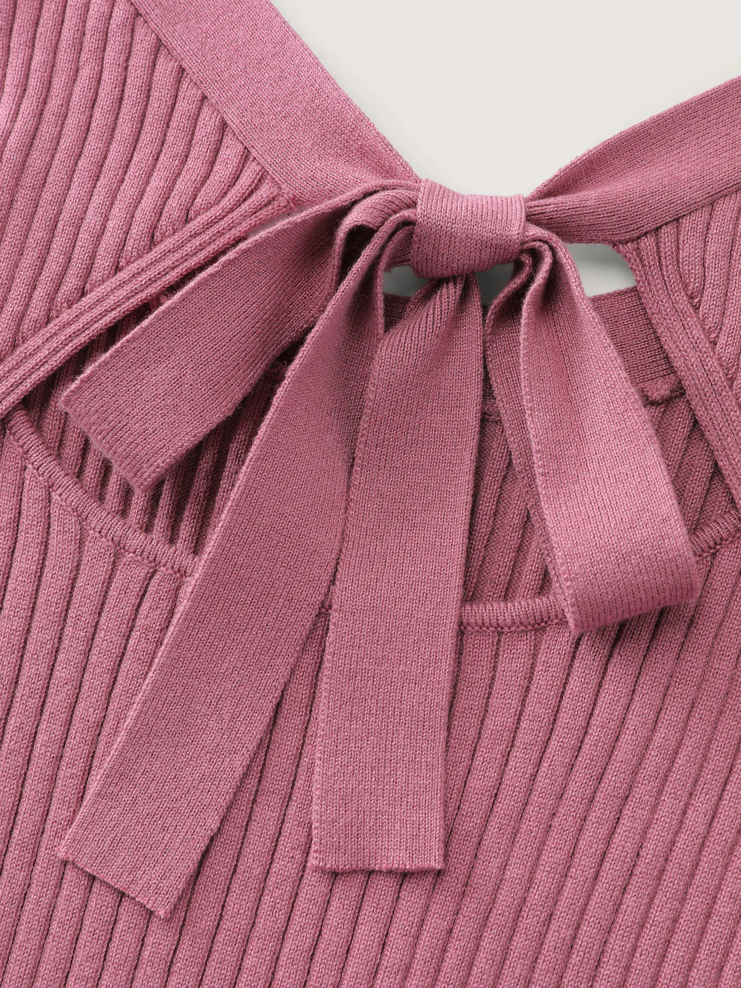 Ribbed Cinched-Waist Bowtie Sweater Dress sold by Bloomchic product image thumbnail 5